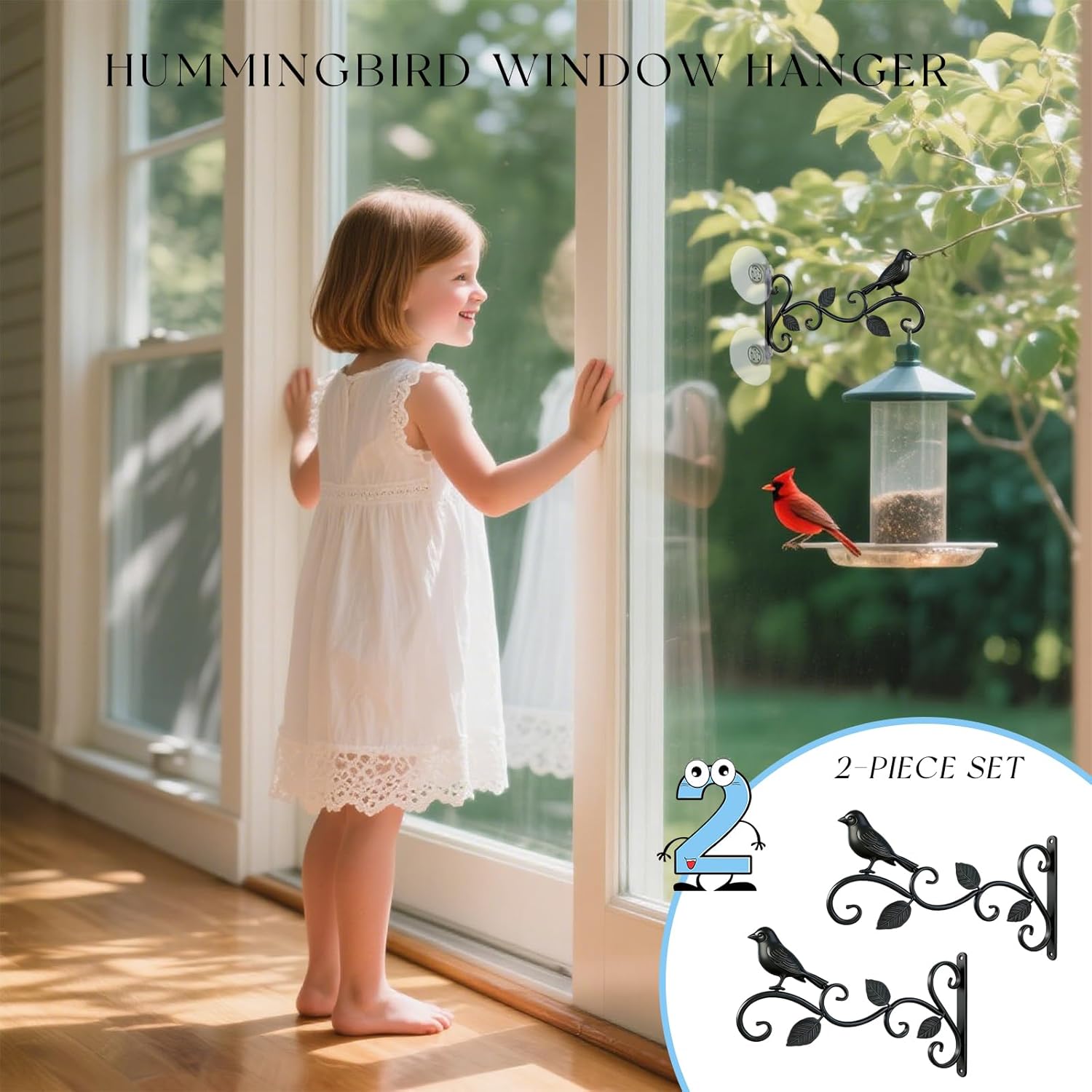 2-Pack Heavy Duty Window Suction Hooks Vine Design Hummingbird – Stron