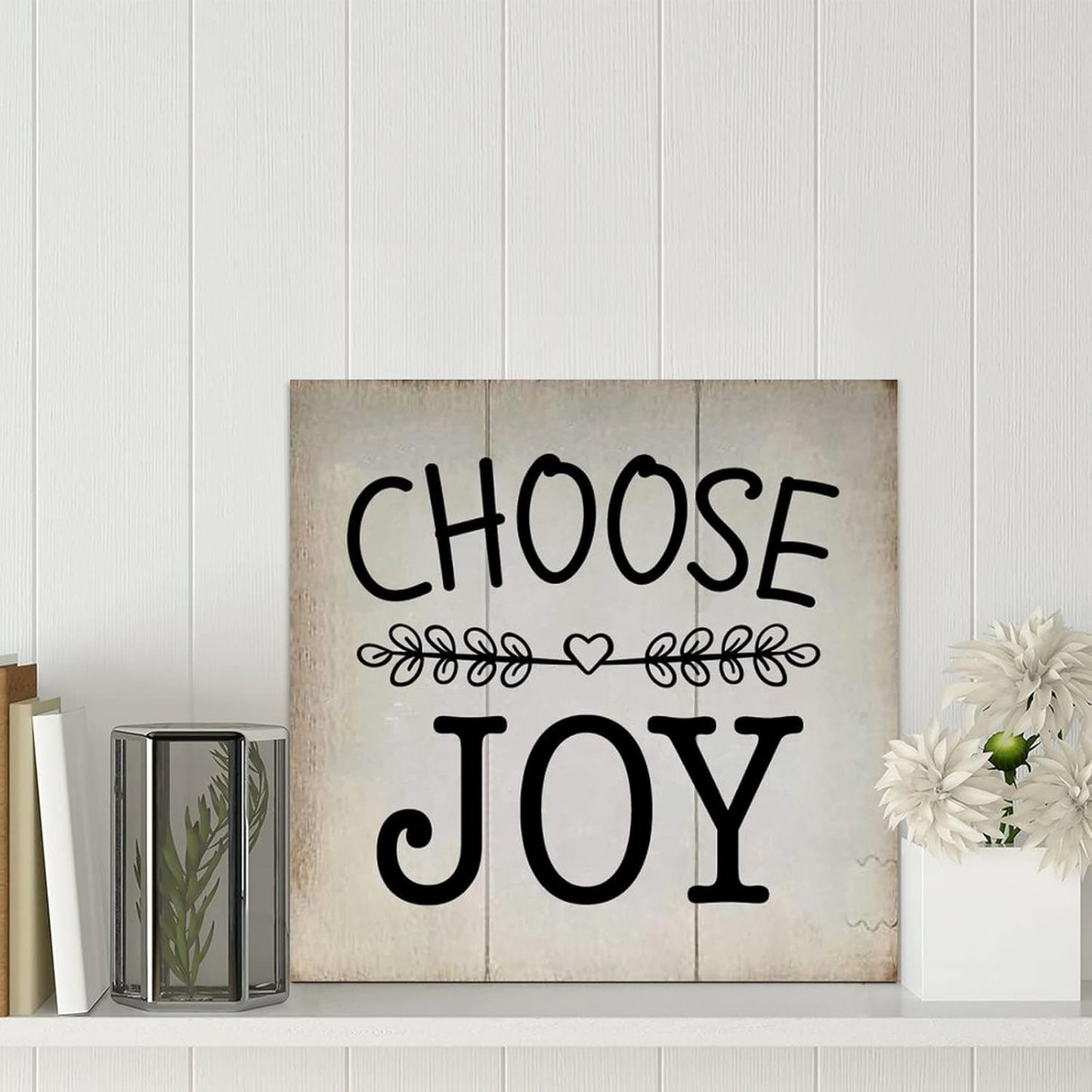 LITTLEGROVE SEEDS Vintage Bible Verse Wood Sign with Inspirational Quotes Choose Joy Sign Farmhouse Wall Art Rustic Wall Decor for Home Man Cave Door Porch Garden Party 12x12in