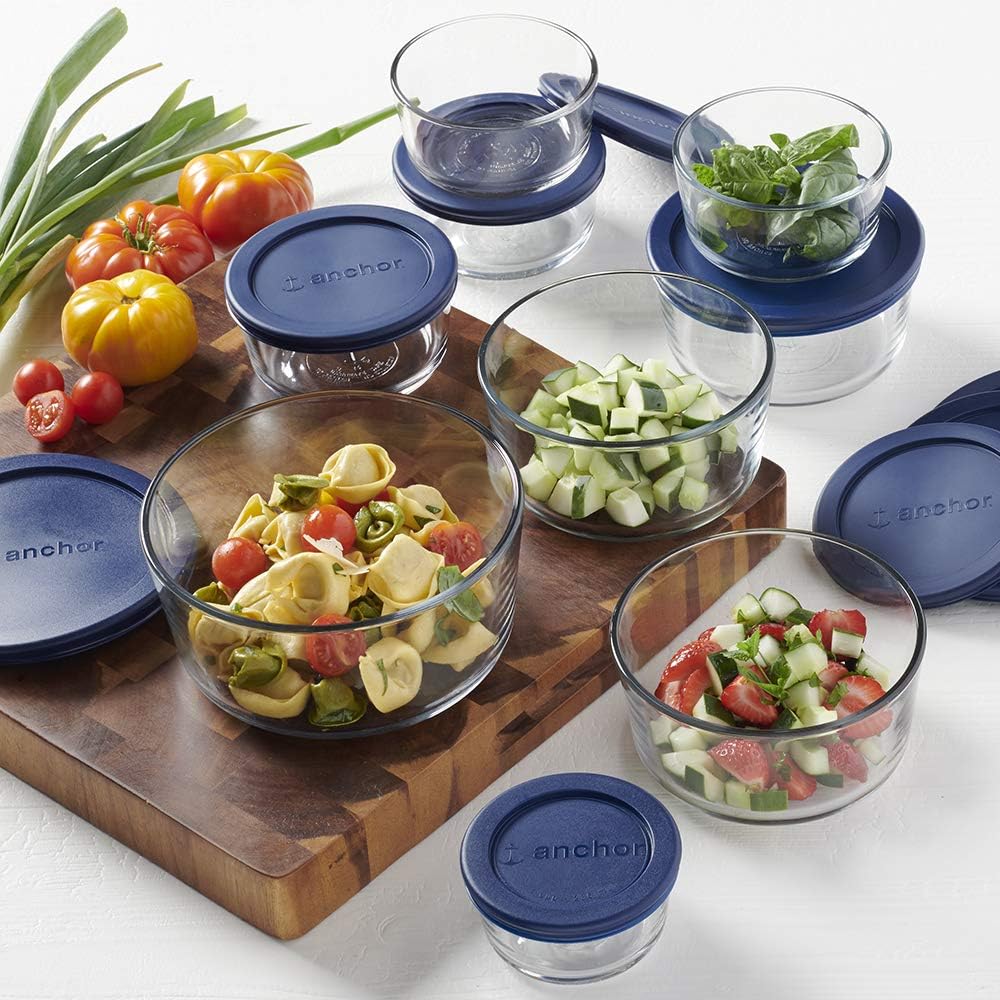 Anchor Hocking 18 Piece Glass Storage Containers with Lids (9 Glass Fo