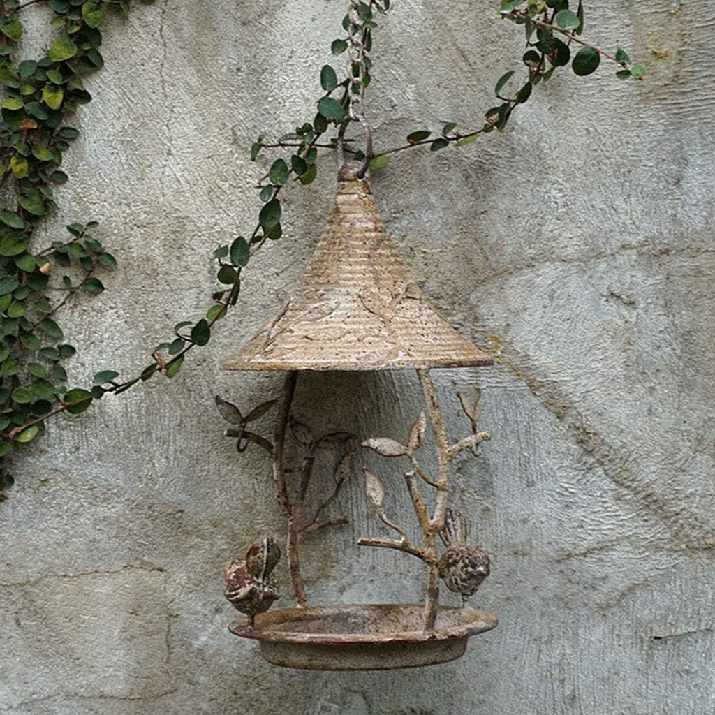 Hanging Bird Food Basin Feeding Bowl Metal Chain Garden Antique Retro Decoration