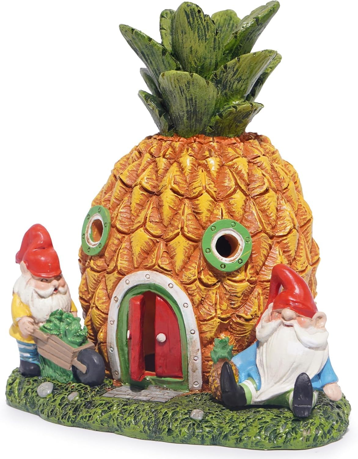 Hodao Outdoor Figurine Lights, Outdoor Statue with Solar Lights, Adorable Gnomes with Tropical Pineapple Design, Perfect for Decorating Lawns, Balconies, and Patios