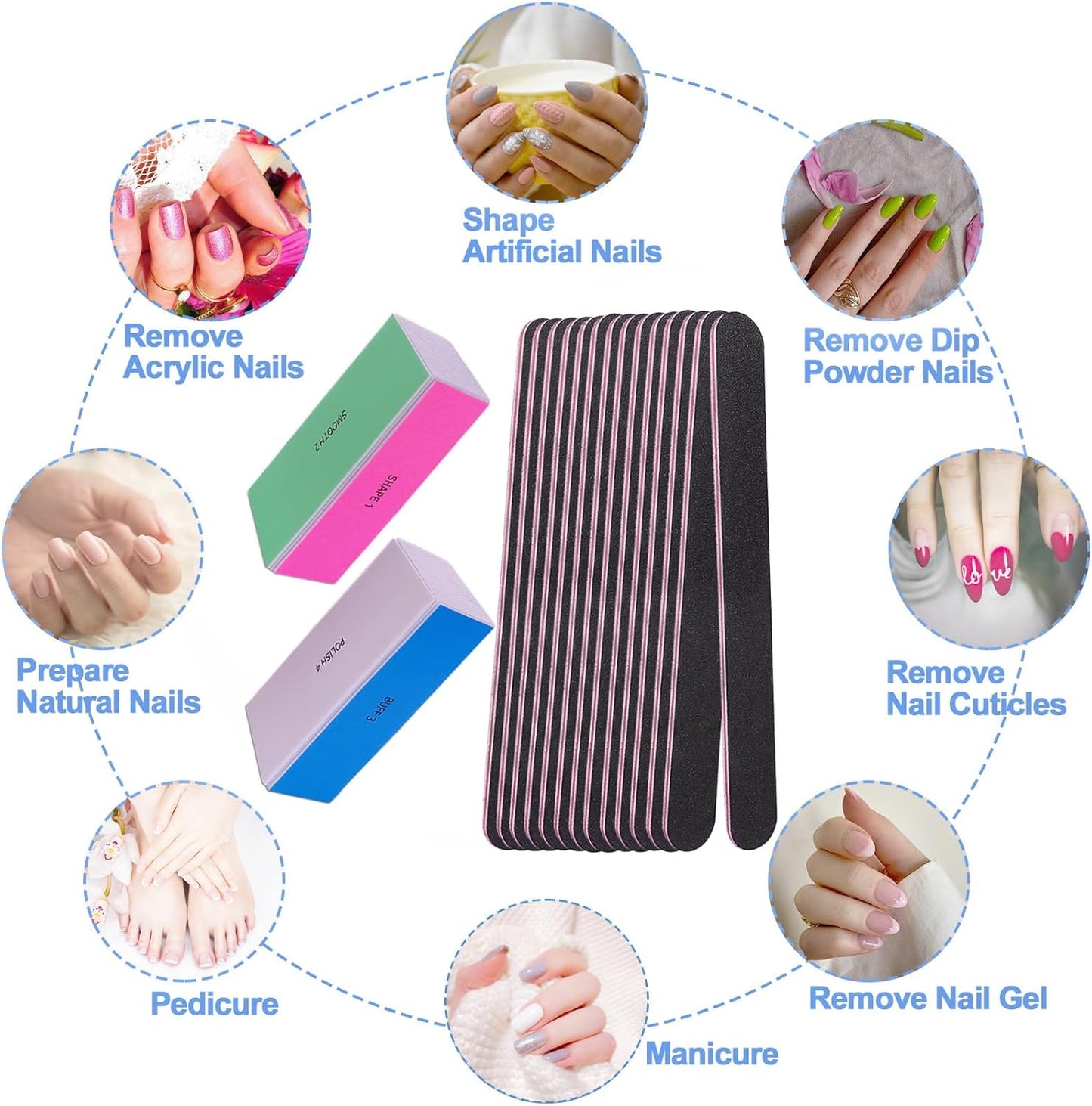 Nail File and Buffer Set, 4 Way Nail Buffers Shine Kit Professional Na