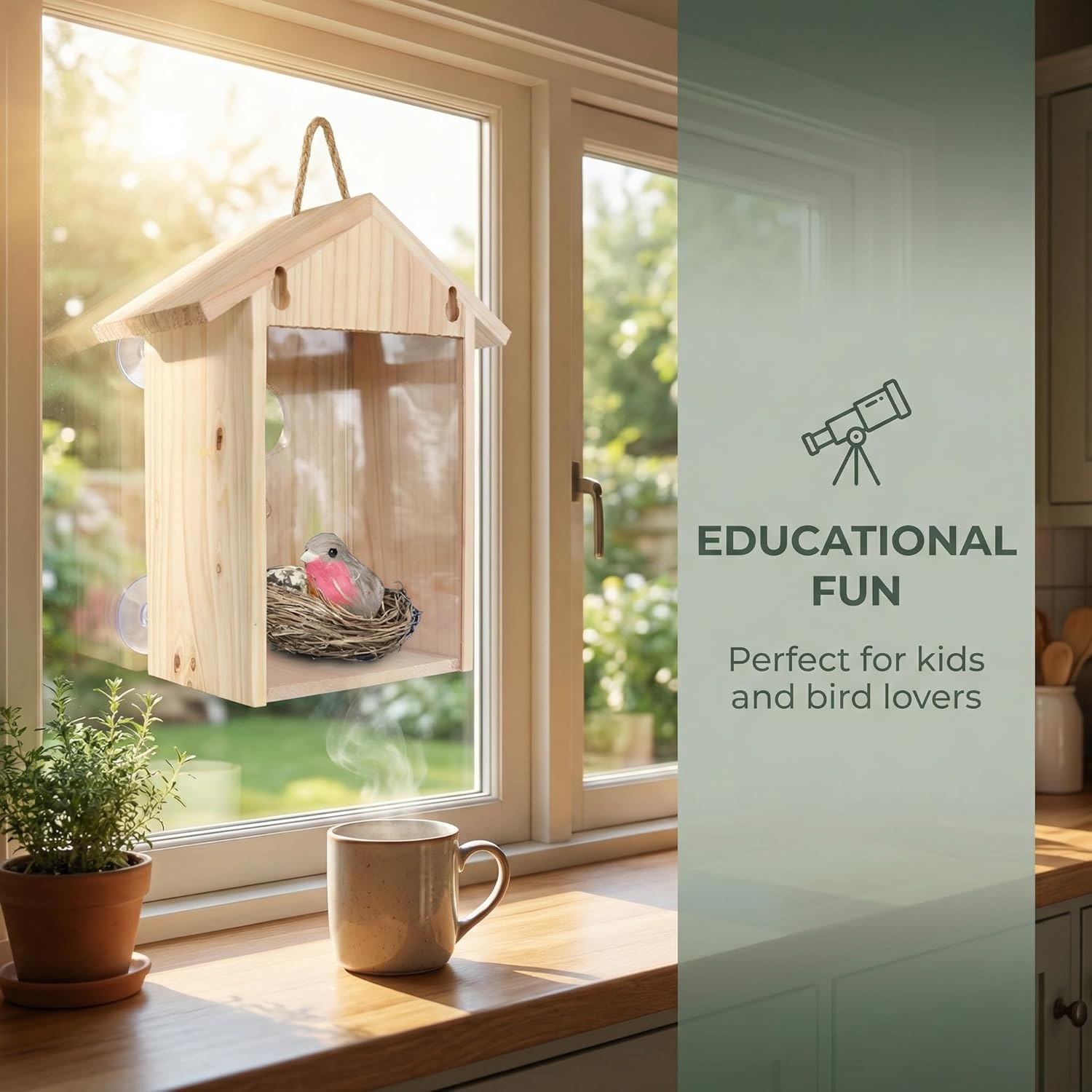 Clear View Window Bird House with Strong Suction Cups - Transparent Ac