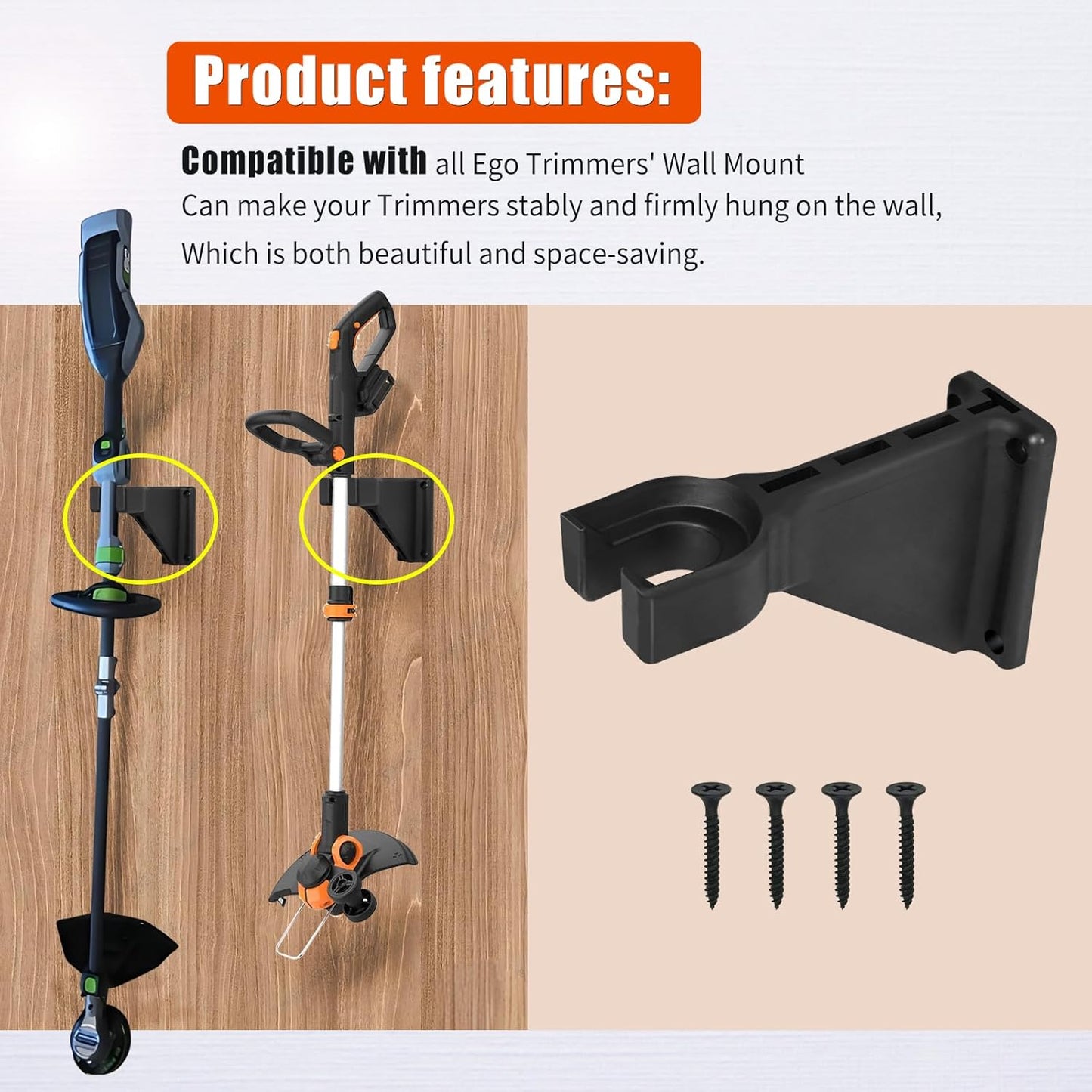 Heavy-Duty Wall Hanging Holder Hooks Compatible with Ego Power-EGO 56V String Trimmer/Edger Mount, Mower Rack Holds up to 350 lbs,Garage Storage Wall Mounting Shelf Hook, Garden Tool Trimmer bracket