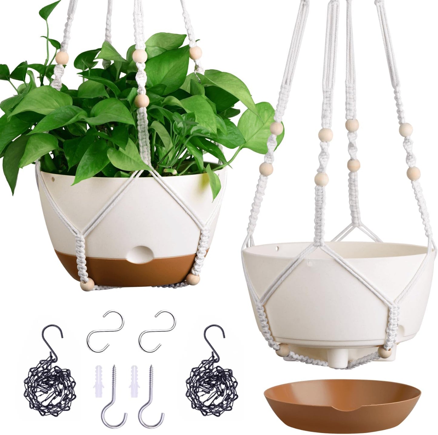 Set of 2-10 Inch Hanging Planters for Indoor Plants with Self-Watering