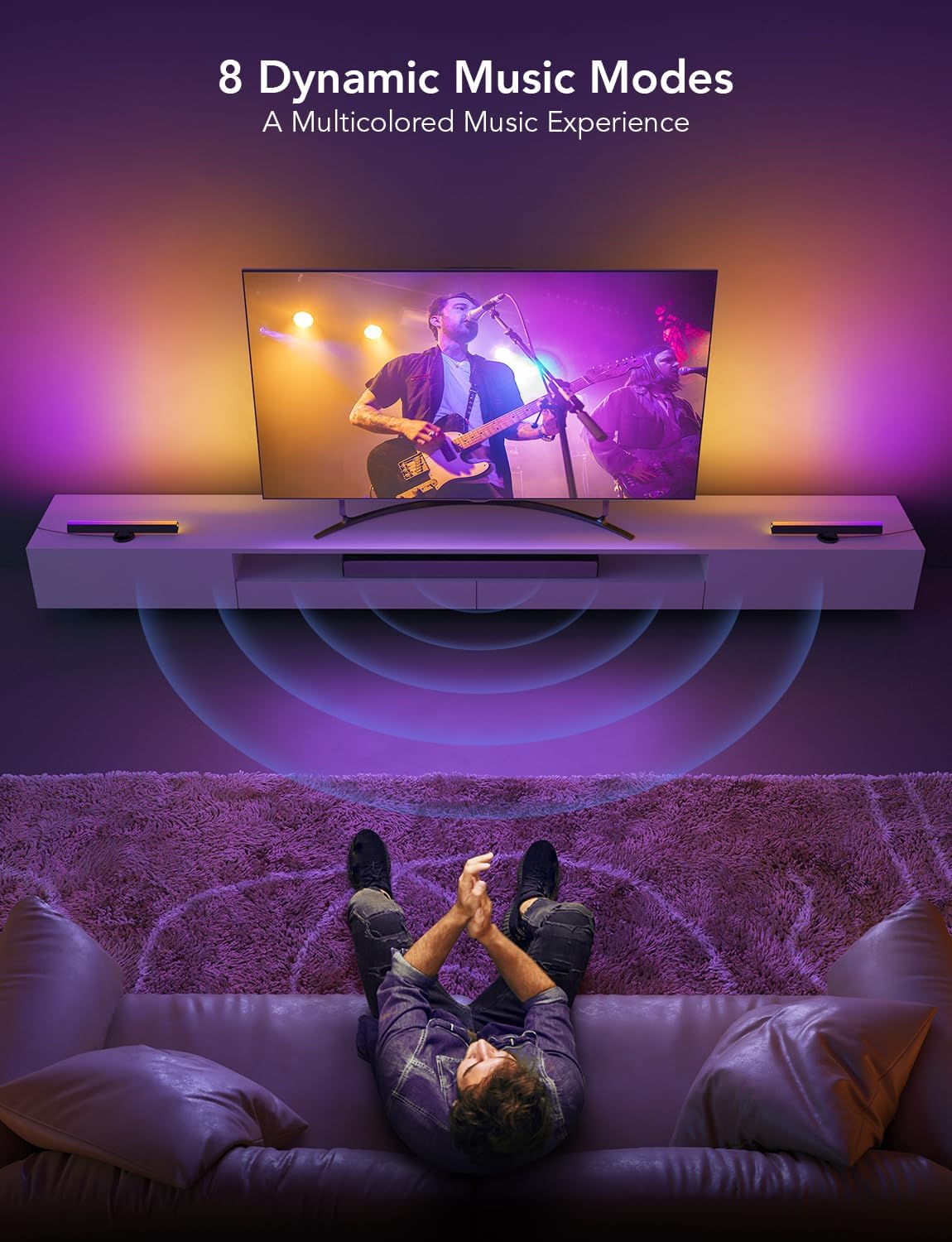 Govee RGBIC Light Bars, 15 Inches WiFi TV Backlight Suitable for 45-70
