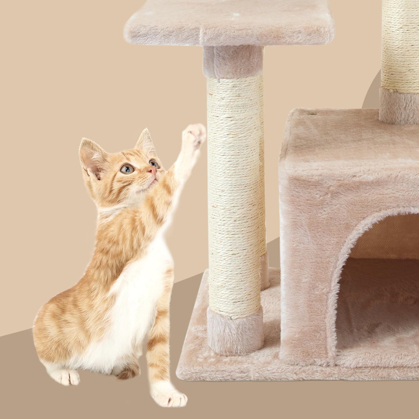 FISH&NAP Cute Cat Tree Kitten Cat Tower for Indoor Cat Condo Sisal Scr