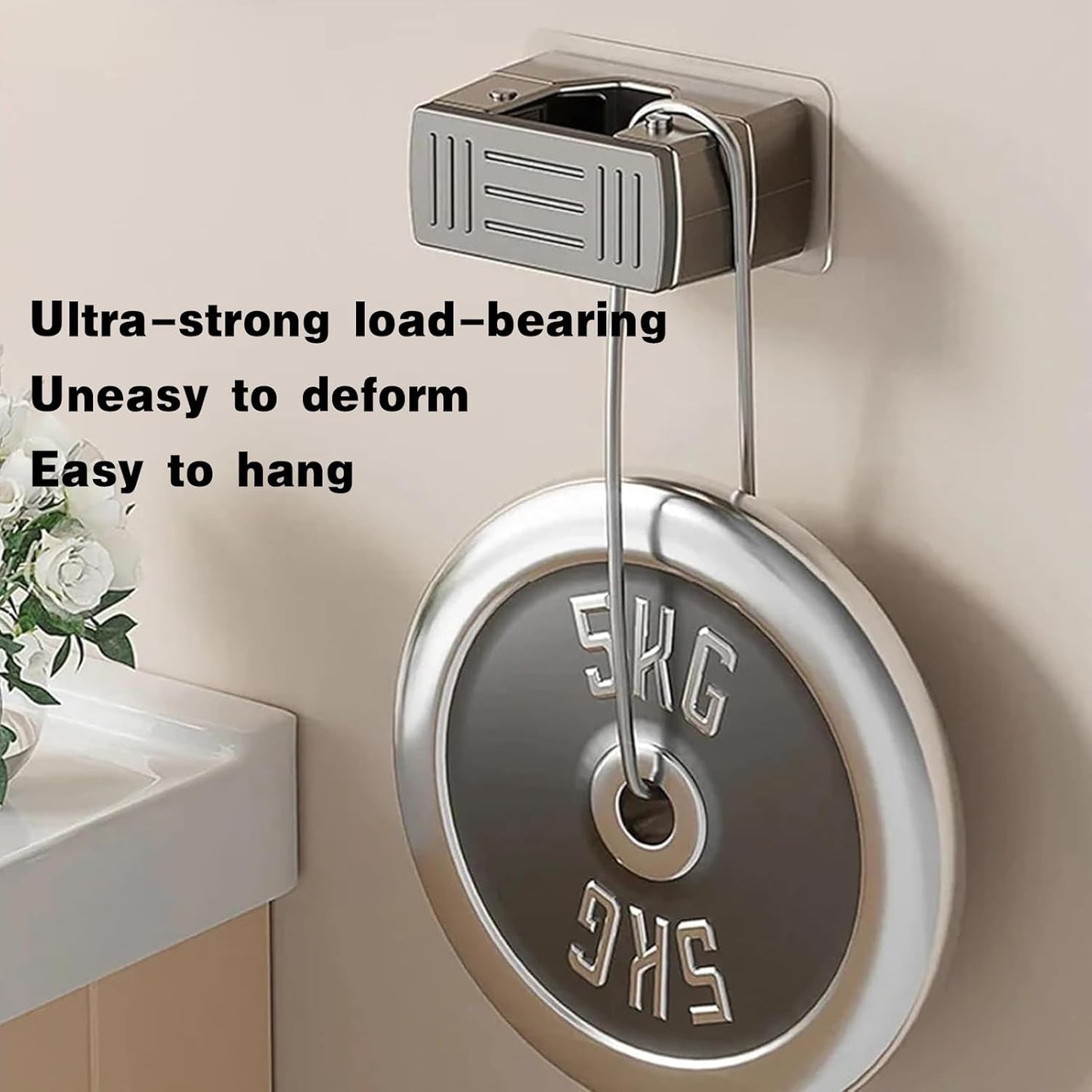 4 Pack Broom Holder Wall Mount,Self Adhesive Anti-Slip Mop and Broom H