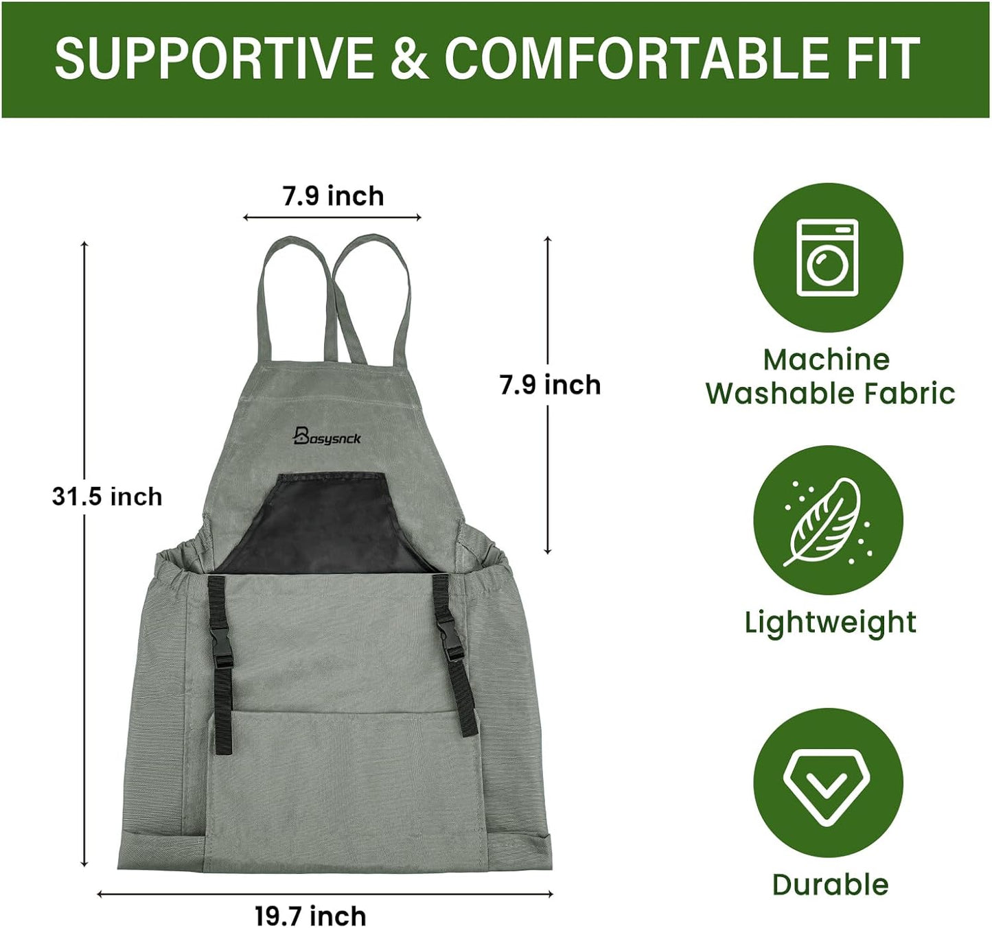 Gardening Apron, Garden Apron with Pockets for Women and Men, Farm Apron for Harvesting Picking Weeding