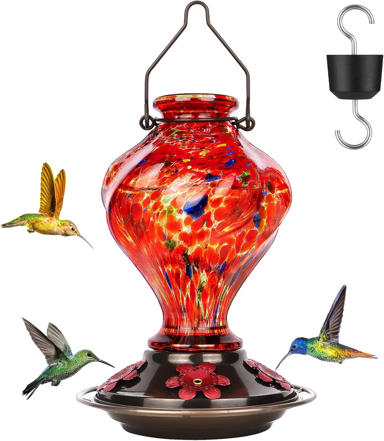 Hummingbird Feeder, BOLITE Glass Hummingbird Feeders for Outdoors Hang