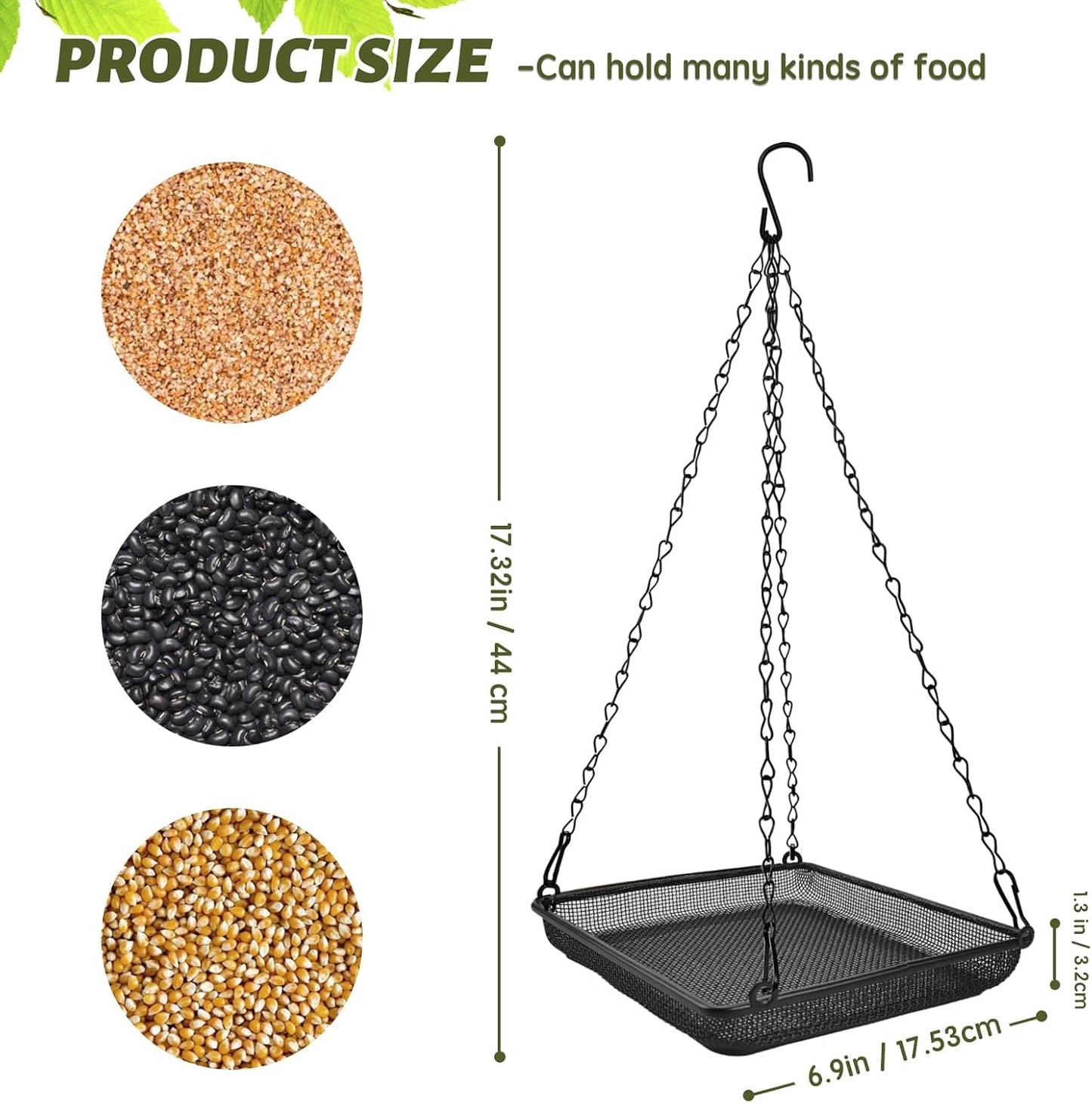 MIXXIDEA Hanging Bird Feeder Tray Metal Mesh Platform Seed Feeder with