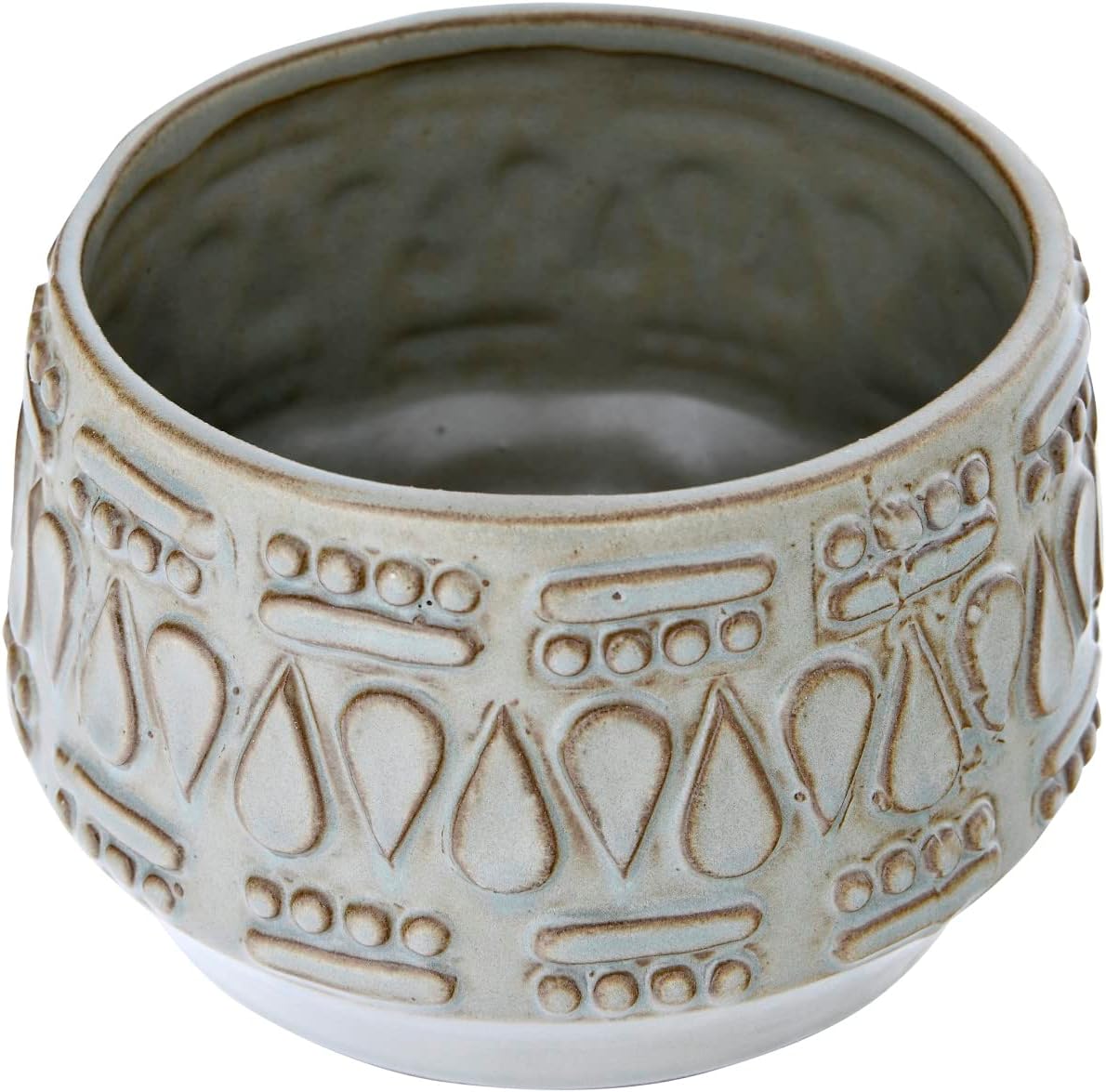 Creative Co-Op DF2979 Embossed Stoneware Reactive Glaze Finish (Holds 4" Pot/Each one Will Vary) Planter, Green