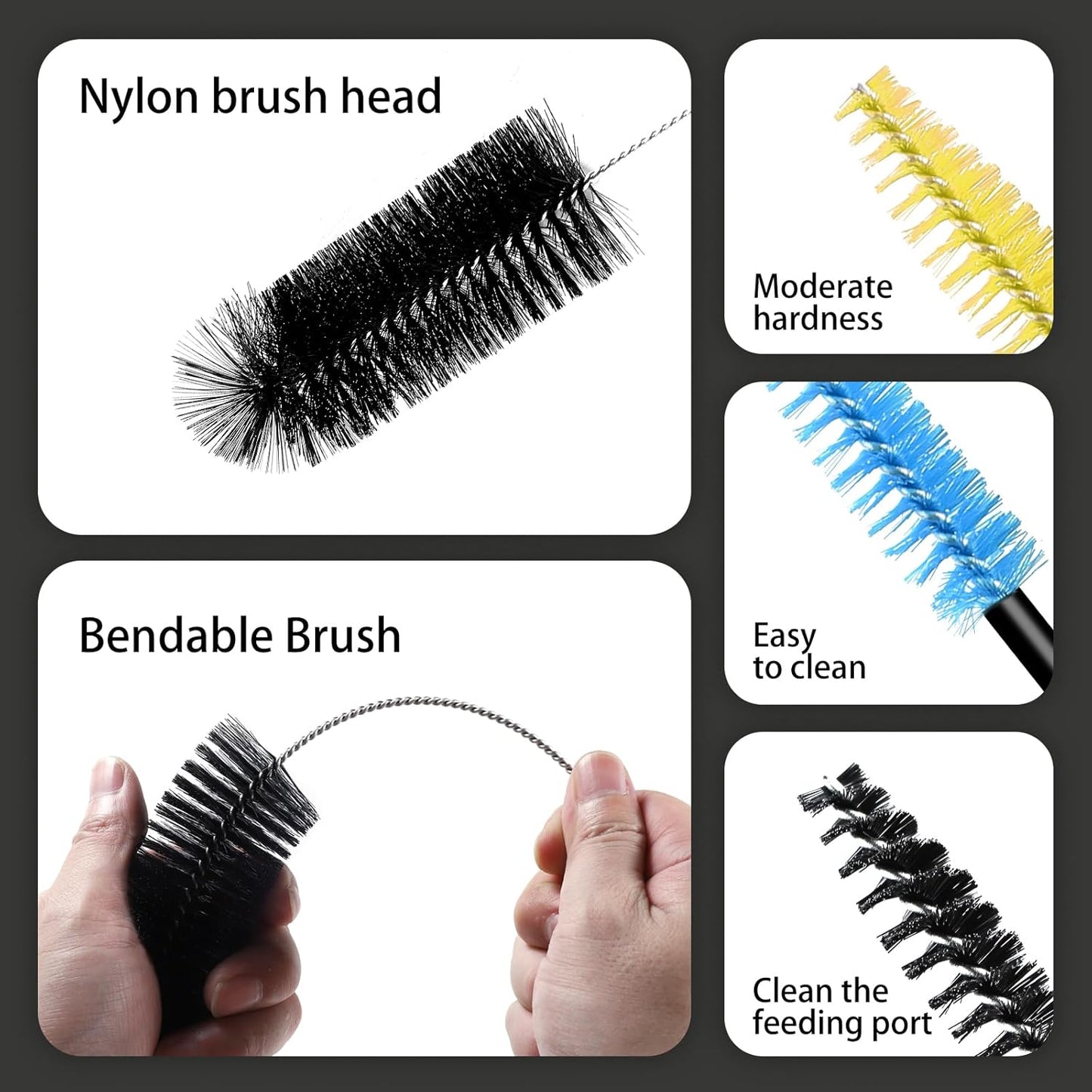 Hummingbird Feeder Cleaning Brushes Set, 21-Piece All-in-One Multi Size Tube Brushes with Stainless Steel Handle for Nectar Ports Cleaning