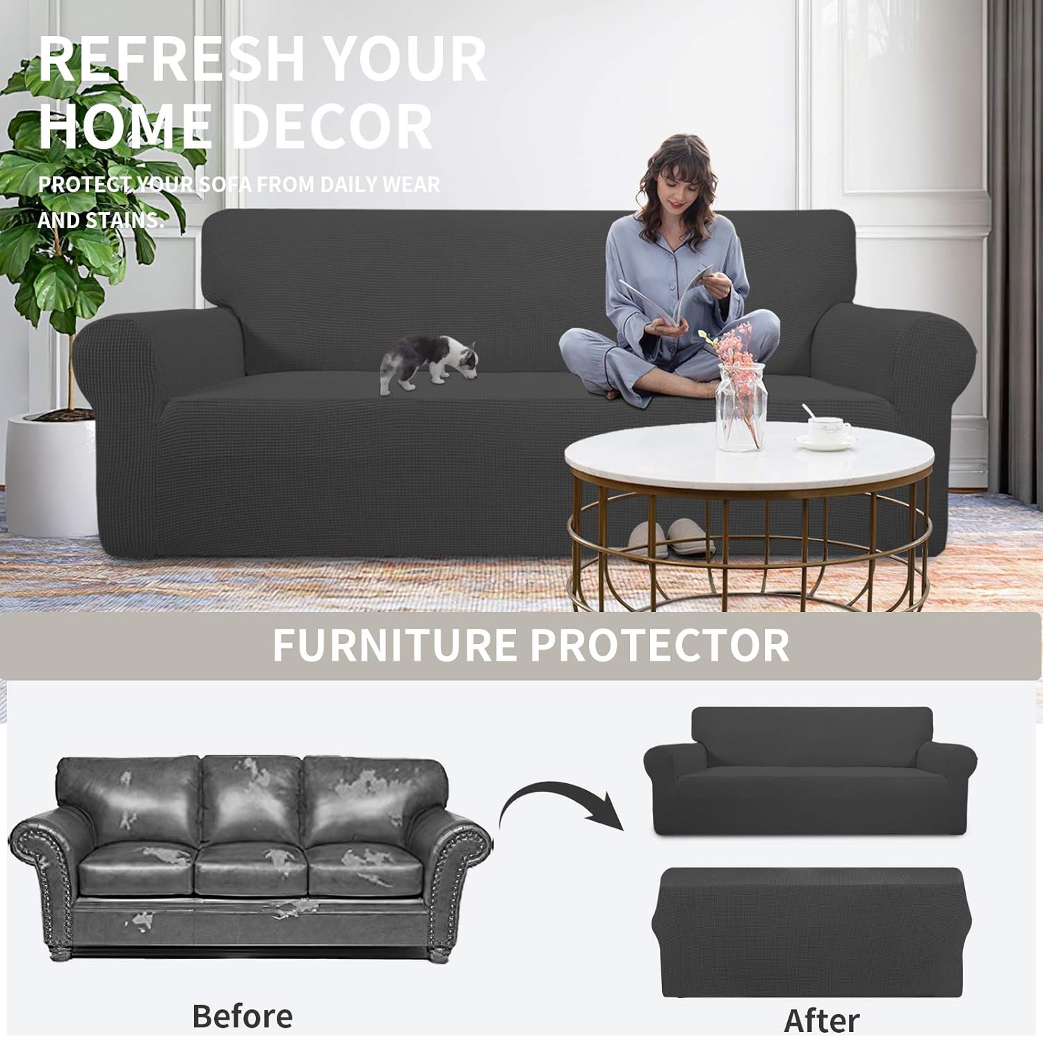 Easy-Going Stretch Sofa Slipcover 1-Piece Sofa Cover Furniture Protect