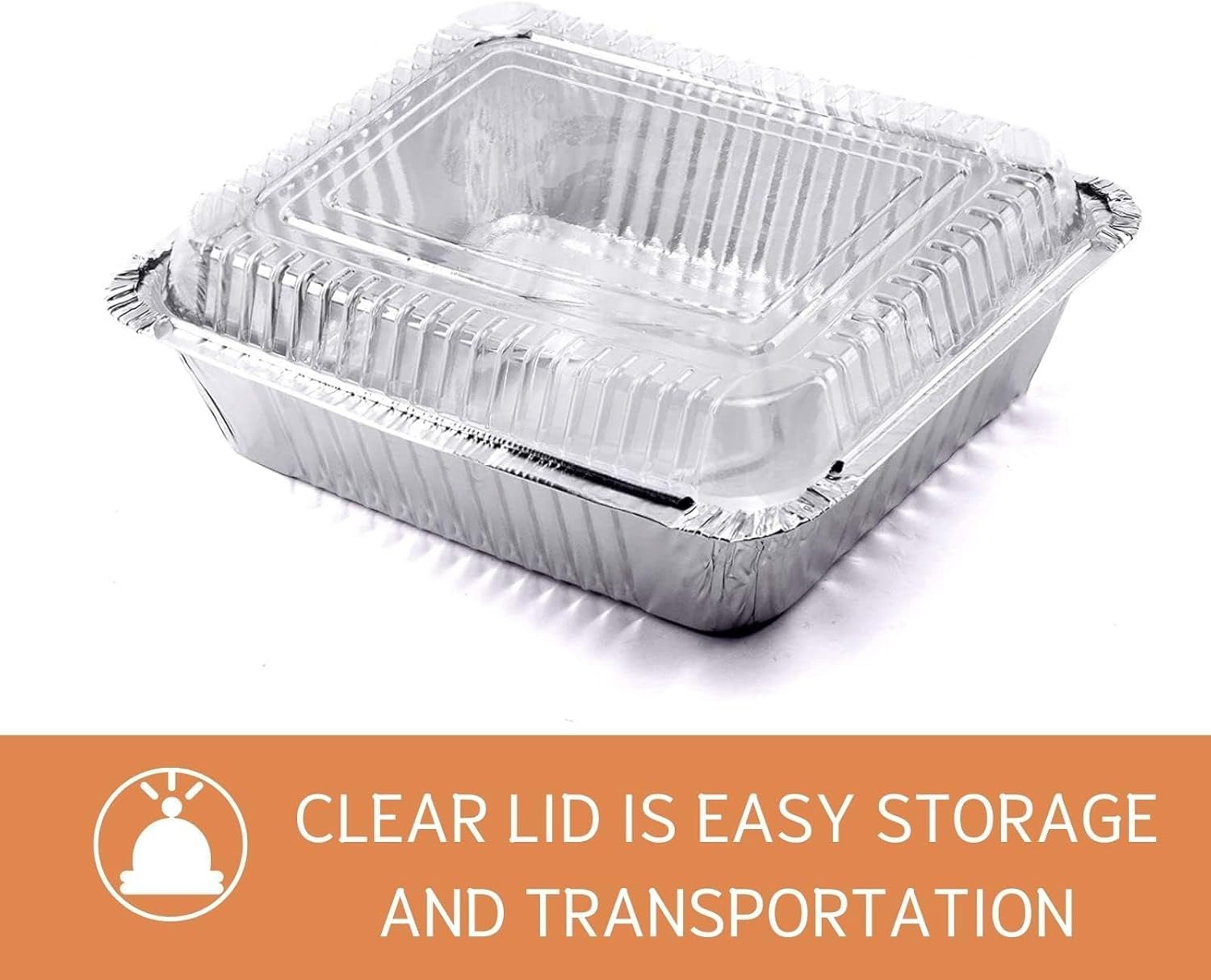 (35 Pack) 8x8 Aluminum Pans with Clear Plastic Lids - Square Baking Ca