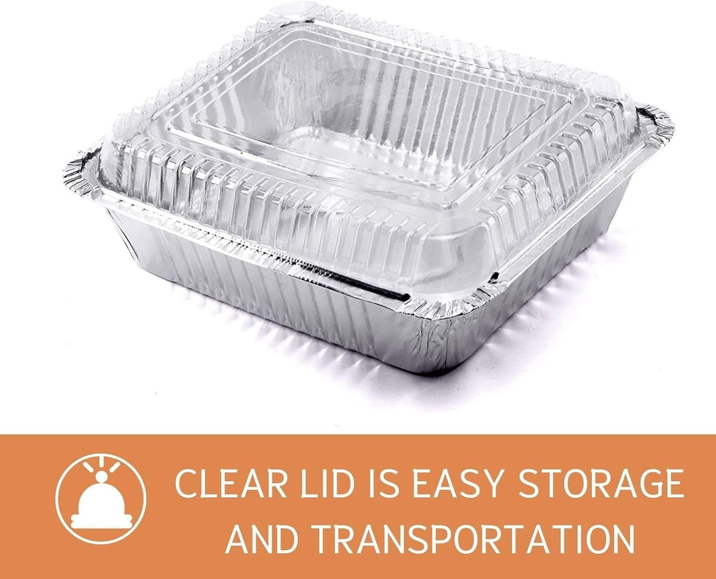 (35 Pack) 8x8 Aluminum Pans with Clear Plastic Lids - Square Baking Cake Pans - Foil Pans with Lids - Disposable Food Containers Great for Cooking, Heating, Storing, Prepping Food