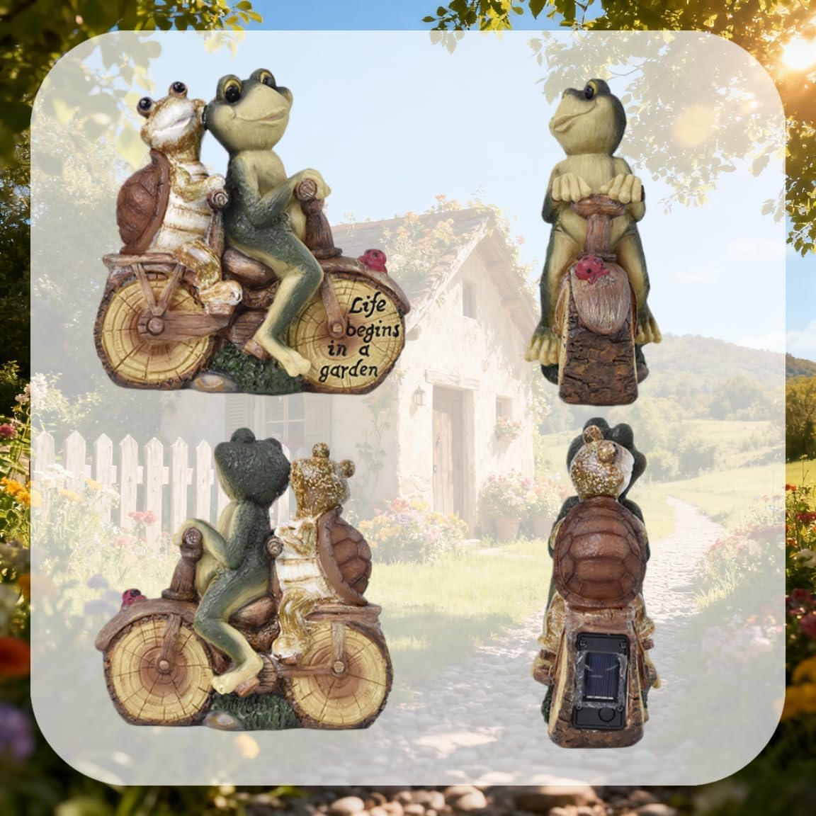 Adorable Frog Turtle-Shaped Resin Decorative Statue, Fun Road Lighting Small lamp, Home Decoration Item, Suitable for Placement in Garden or Balcony.