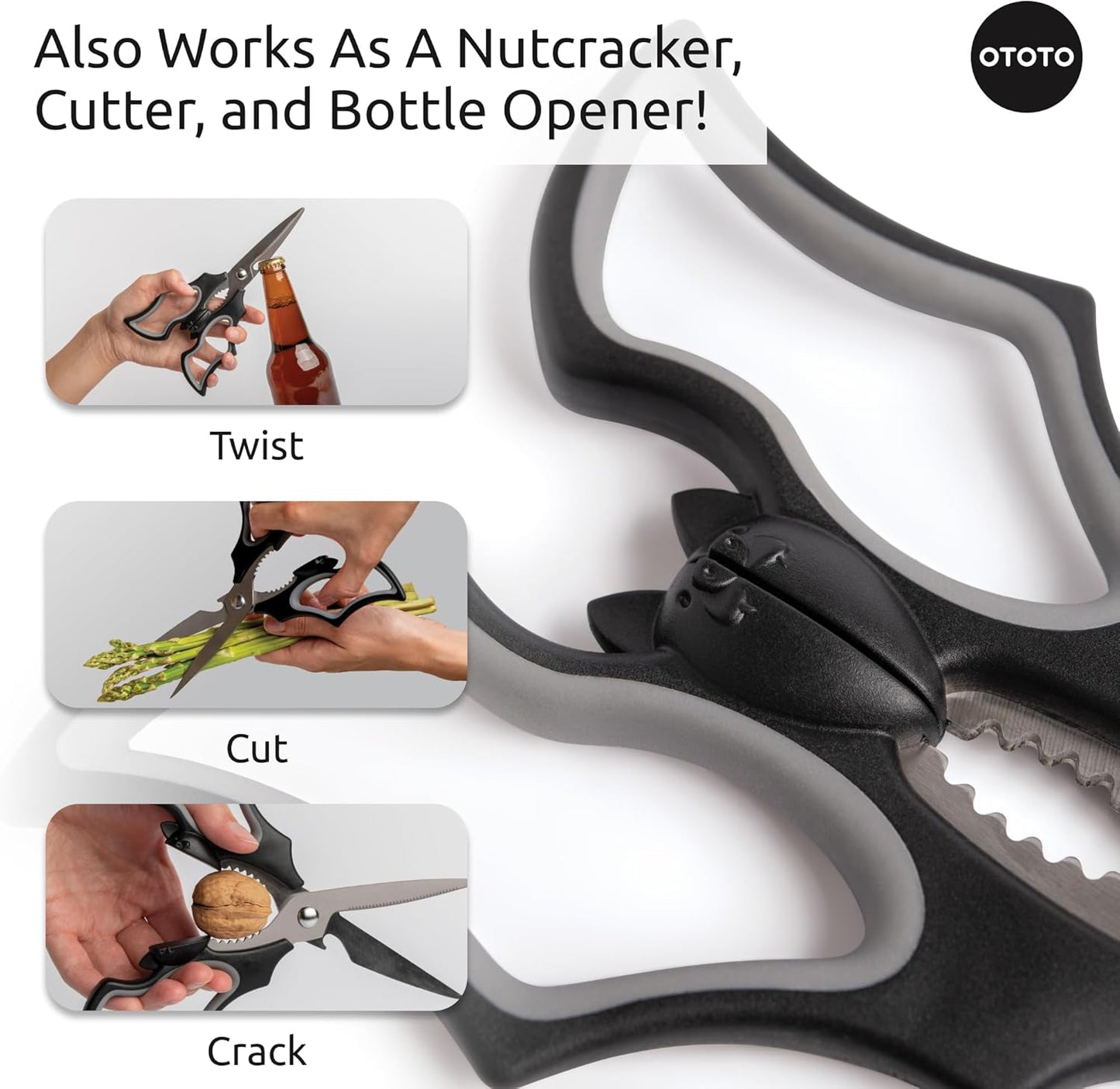 OTOTO Elizabat Kitchen Scissors - Halloween Goth Cute Bat Kitchen Shears, Gothic Scissors Utensils - Spooky Bats Halloween Gifts, Cute Gadgets, Kitchen Gadgets