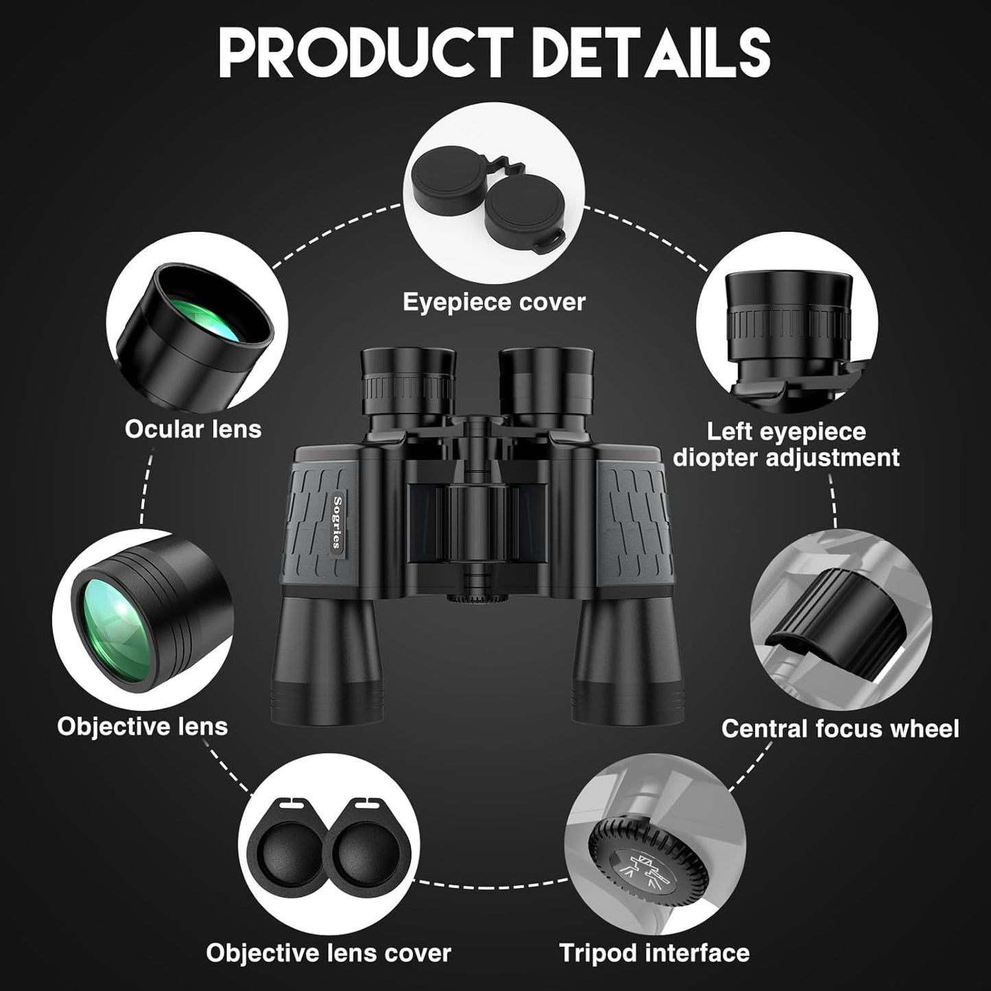 10x50 HD Binoculars for Adults High Powered, Waterproof & Compact Binoculars for Bird Watching,Travel–Low Light Vision, Non-Slip Grip, Durable Optics