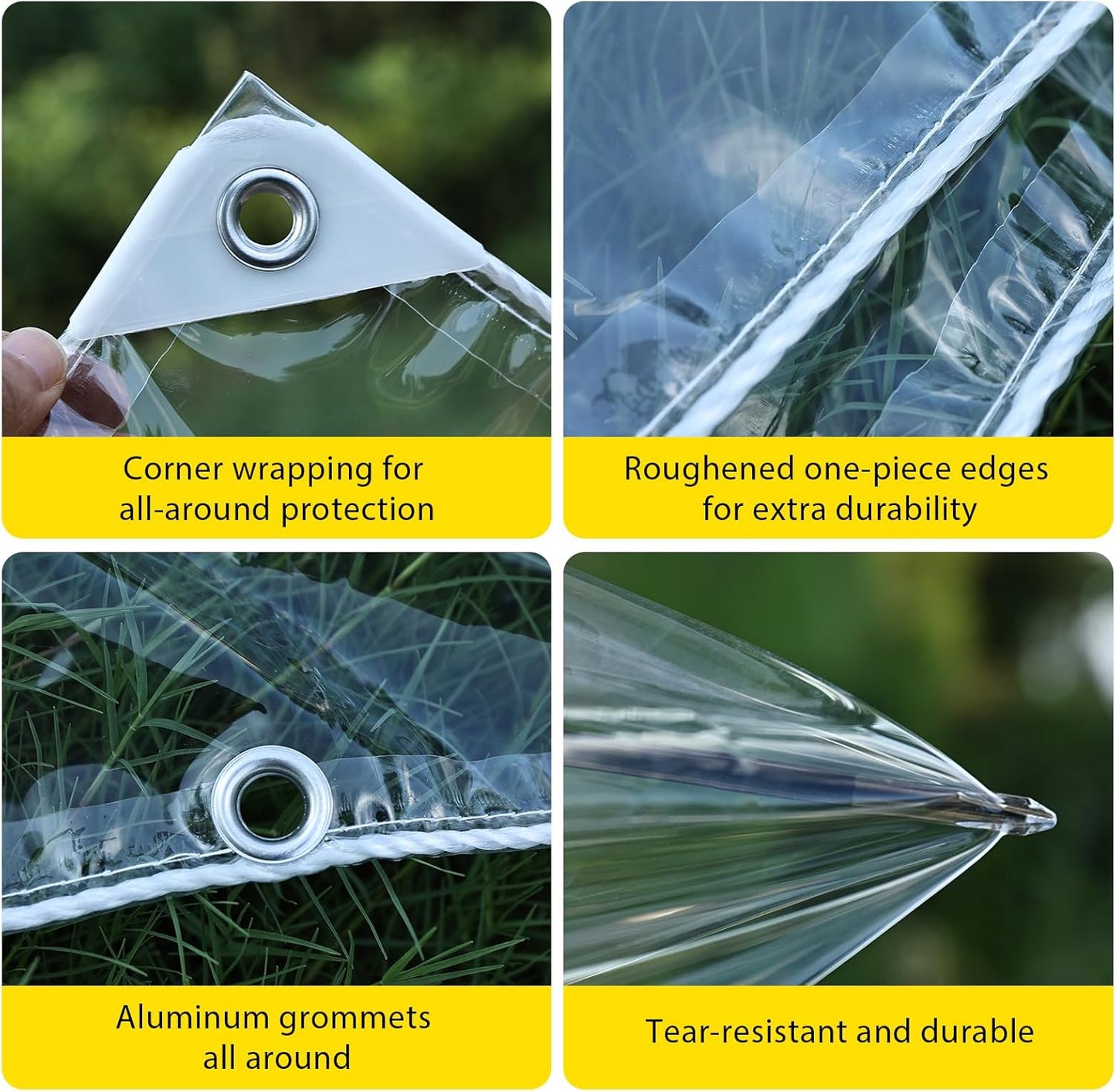 6'x8.2' Clear Tarps Heavy Duty Waterproof 14mil Thicken Transparent Waterproof Tarpaulin - Clear Vinyl Tarp with Grommets for Covering Garden Plant Camping Supplies