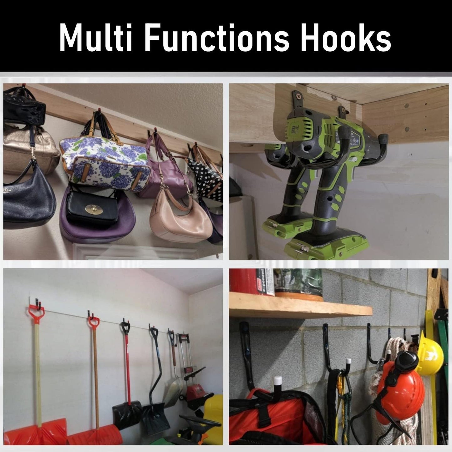 10 Pack Garage Storage Hooks, Heavy Duty Organizer Utility Hook, Wall Mount System Hangers for Ropes, Boots, Shovels, Garden Tools, Bulk Items (5.5Inch x 4.2Inch)