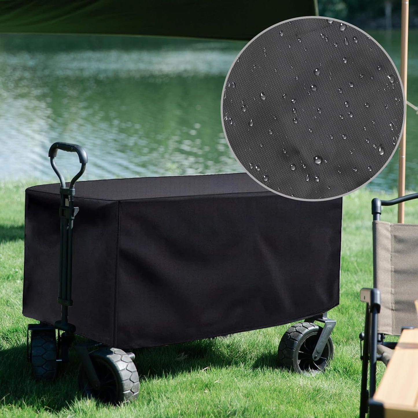 420D Oxford Cloth Waterproof Cover for Folding Garden Wagon Utility Wagon Cart (Black-54" x 22" x 24")