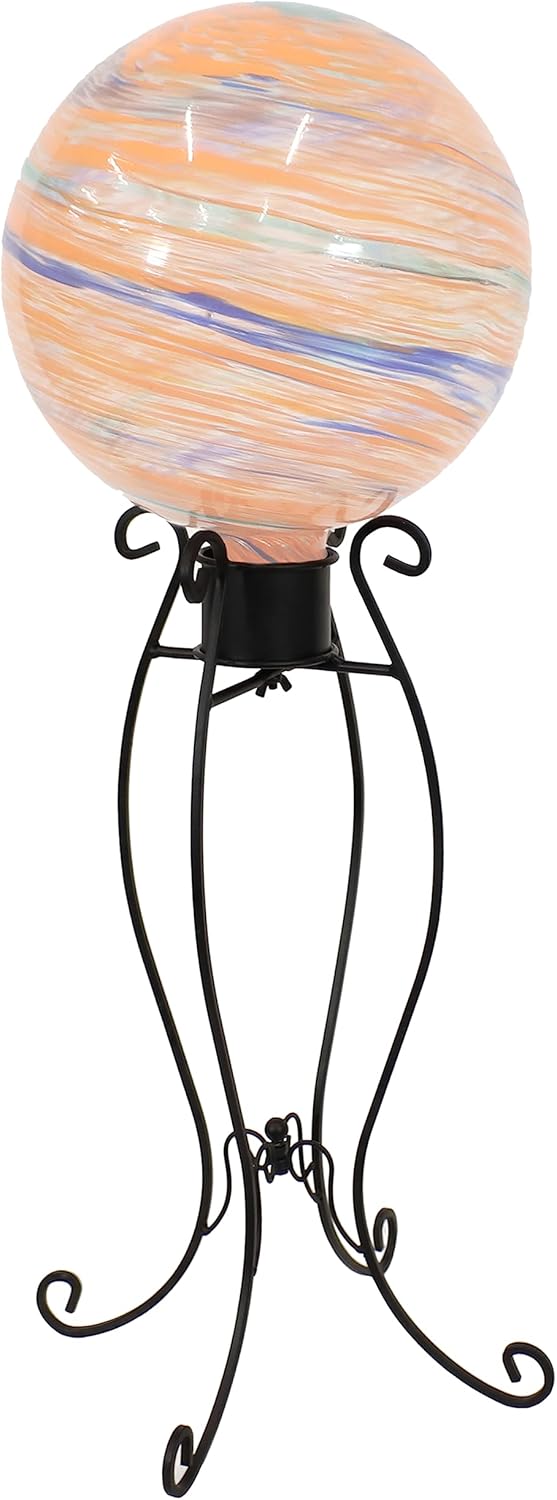 Sunnydaze Graceful Curved Outdoor Gazing Globe Stand - Metal Garden Globe Stand for 8" to 12" Gazing Balls - Black - 18.25" H