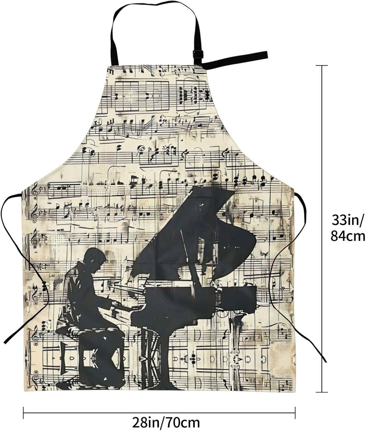 Sheet Music print Waterproof chef's apron with pocket apron for kitche