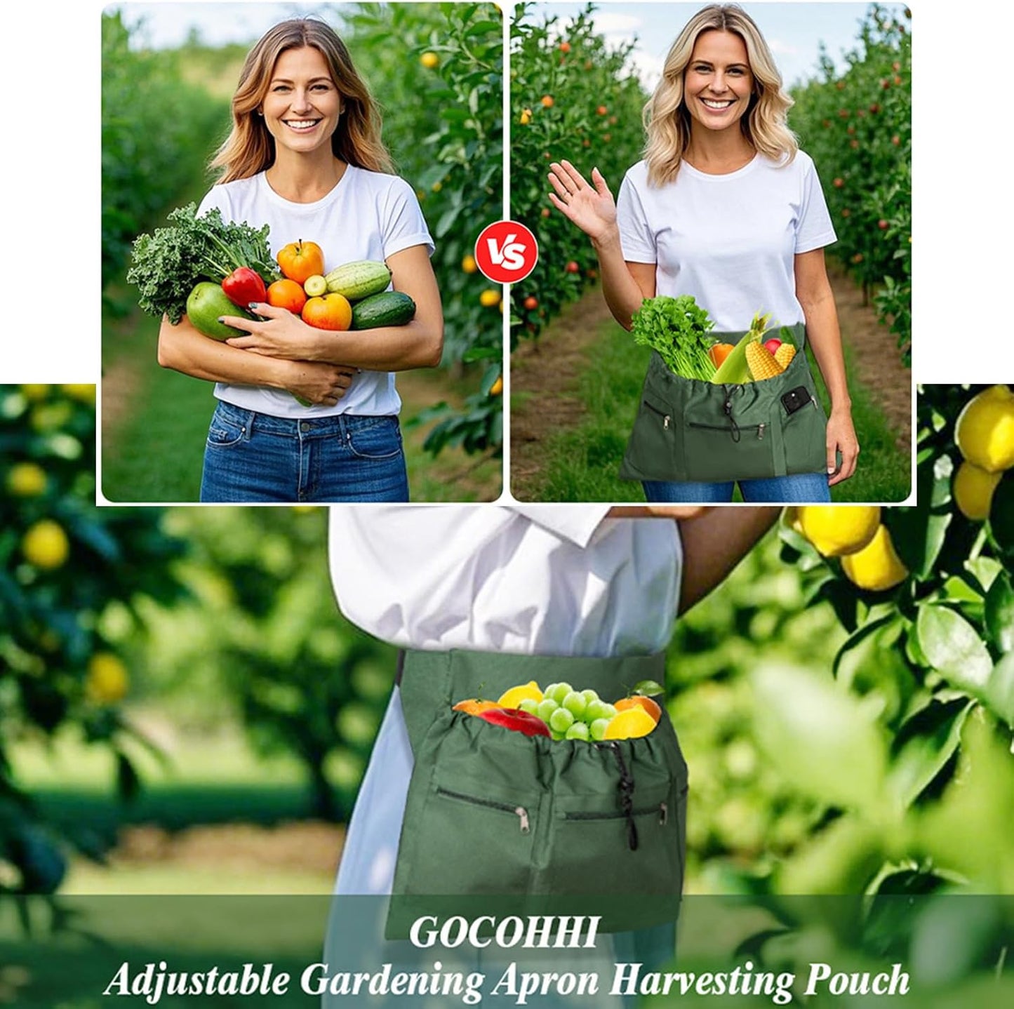 Adjustable Gardening Apron with Spacious Tool Pocket for Easy Harvesti