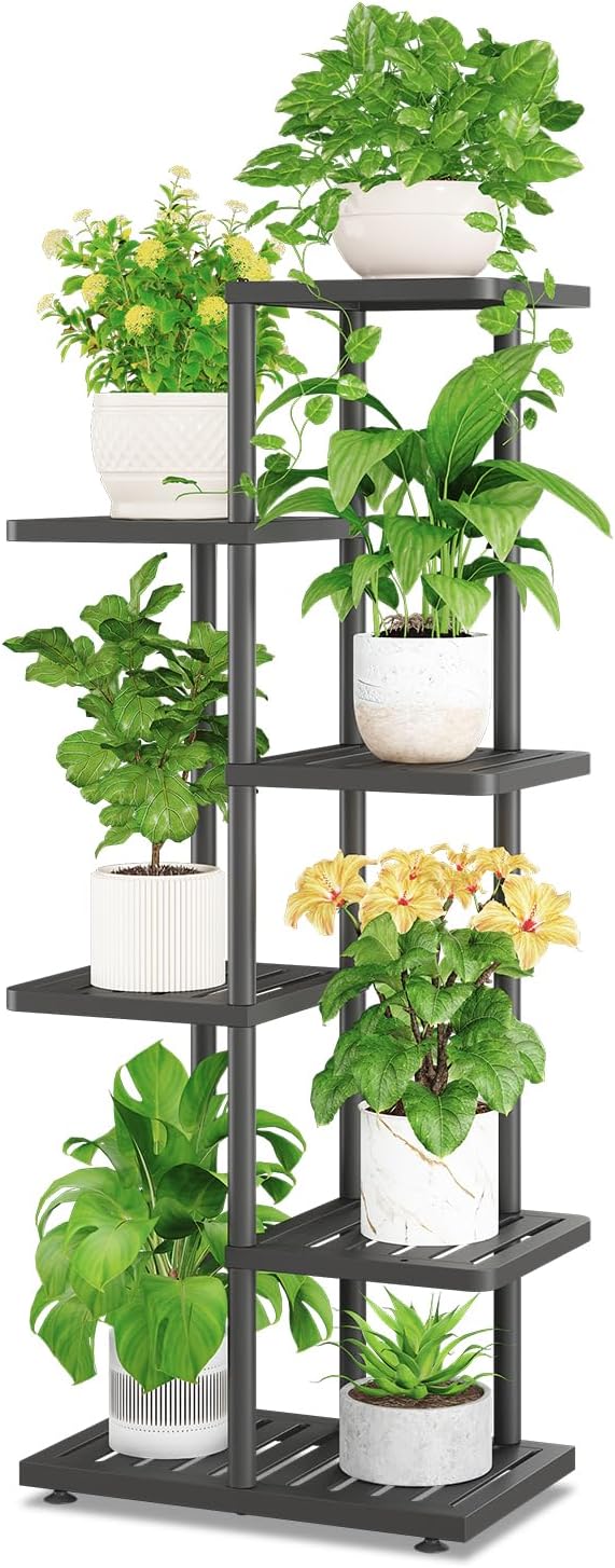 iDavosic.ly Plant Stand Indoor Outdoor, 5-Tier Tall Metal Flower Shelf
