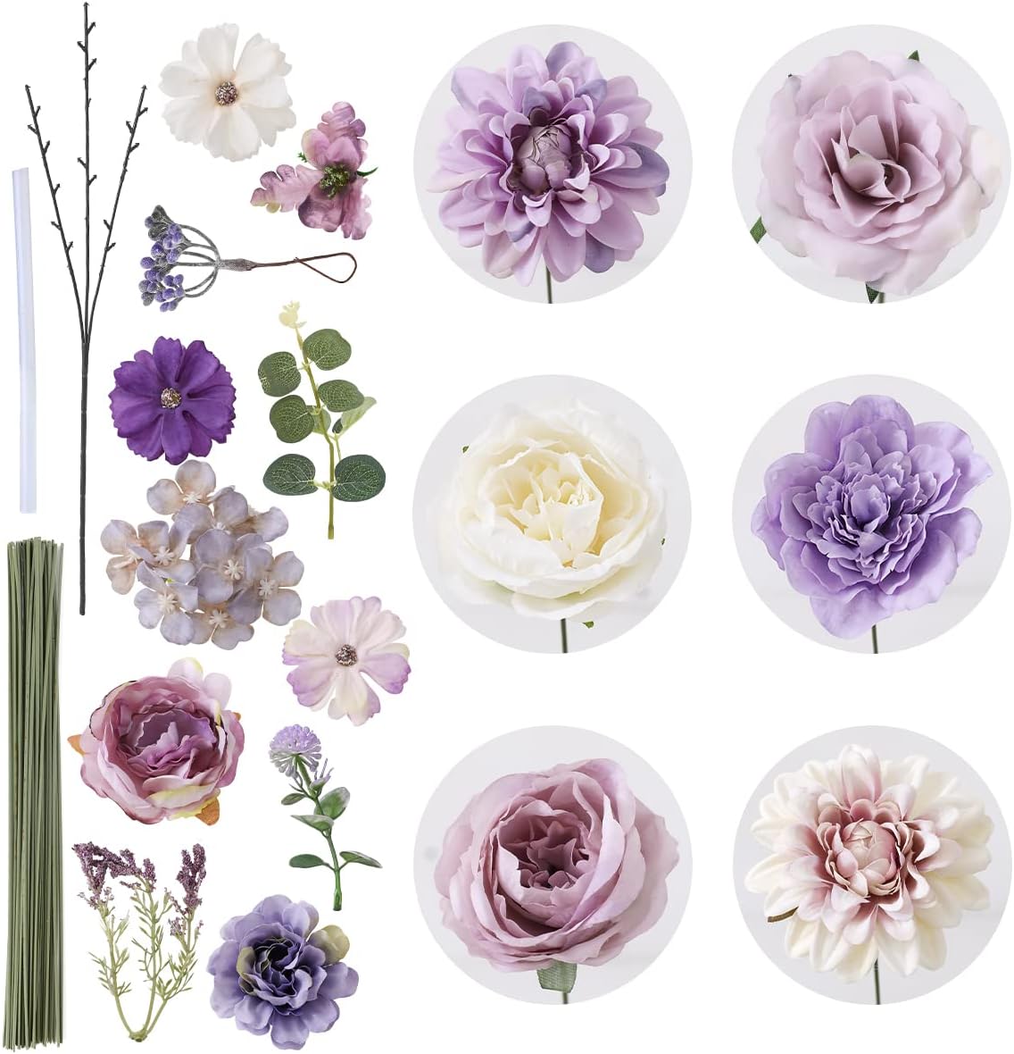 Floweroyal Artificial Flowers Combo Purple Flowers Mix Silk Flowers Da