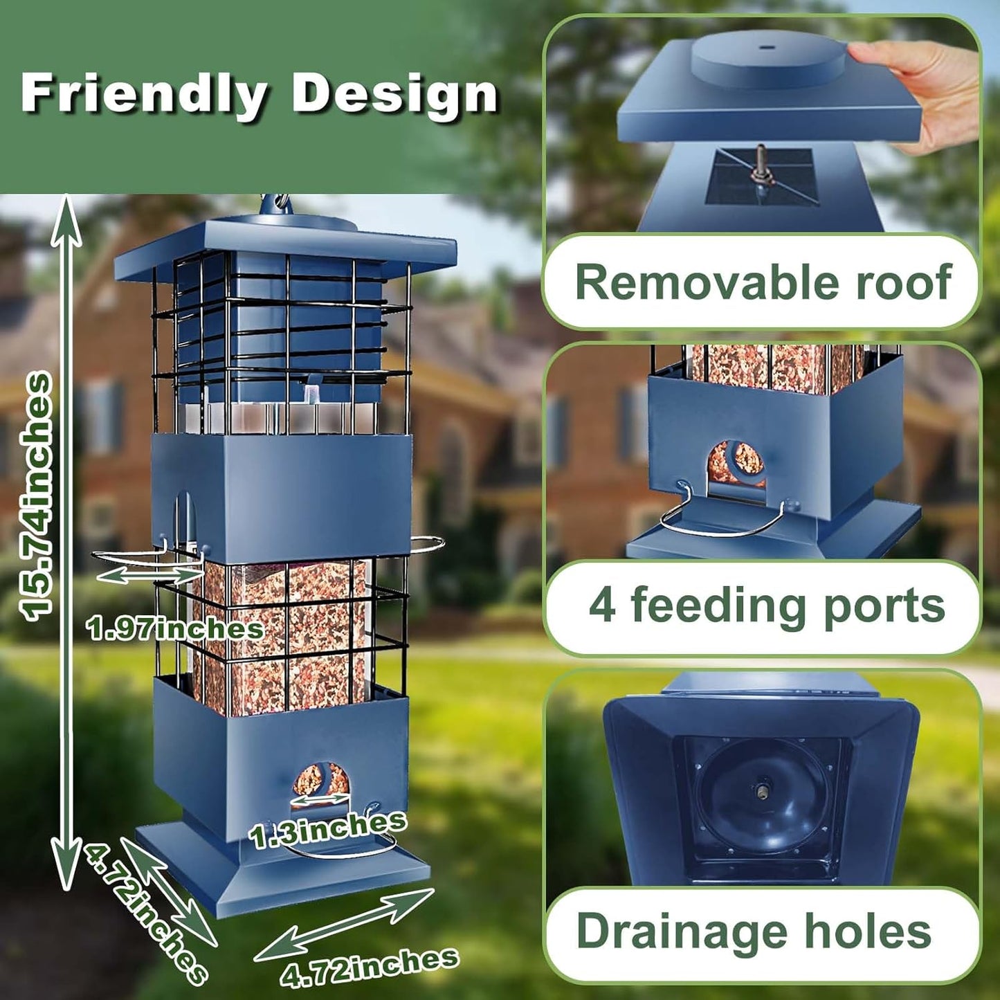 Squirrel Proof Bird Feeder,3Lbs Metal Birdfeeders Squirrel Proof with 