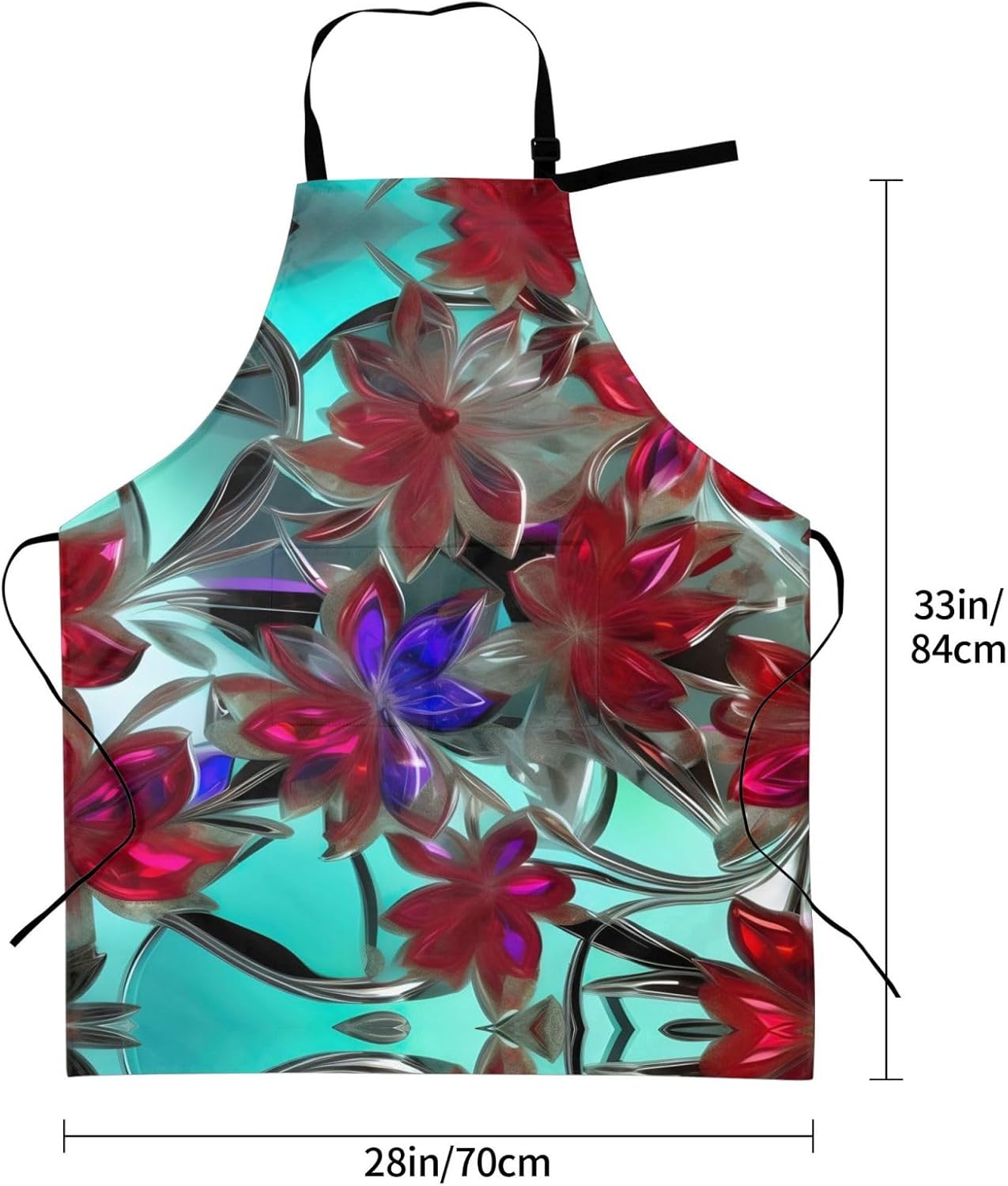 flower stained glass print Waterproof chef's apron with pocket apron f
