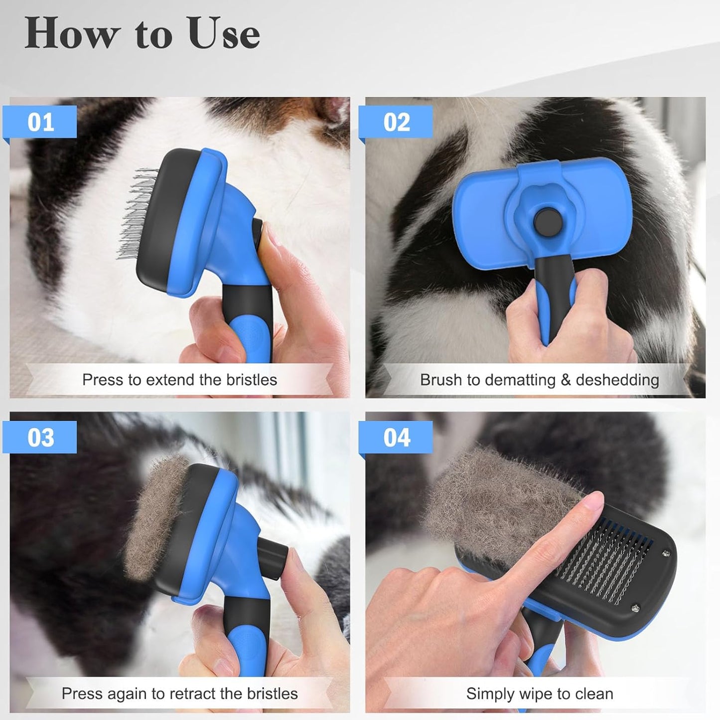 Swihauk Self Cleaning Slicker Brush - Skin Friendly Deshedding Groomin