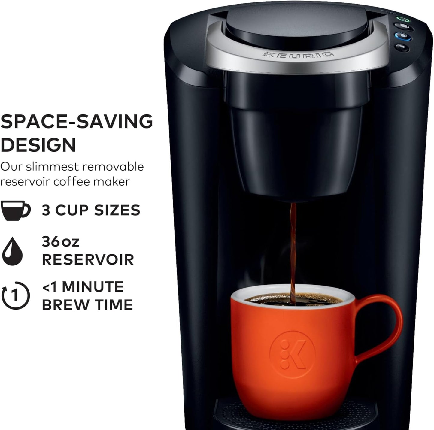 Keurig K-Compact Single-Serve K-Cup Pod Coffee Maker, with 3 Brew Size
