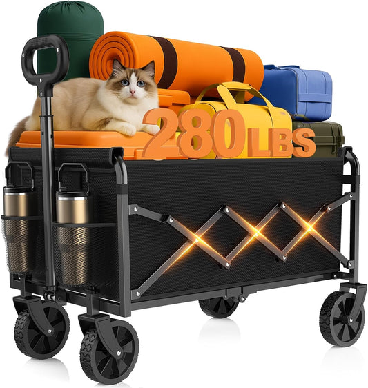 Wagons Carts Foldable, Collapsible Wagon, Folding Wagon Cart with Whee