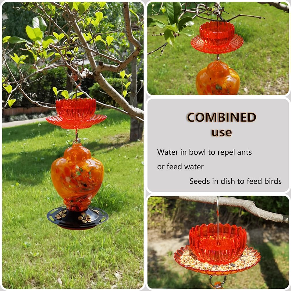 Ant Moat for Hummingbird Feeder - Freestyle 9 OZ Extra Large Capacity Insect Guard - Red Daisy Bowl & Dish