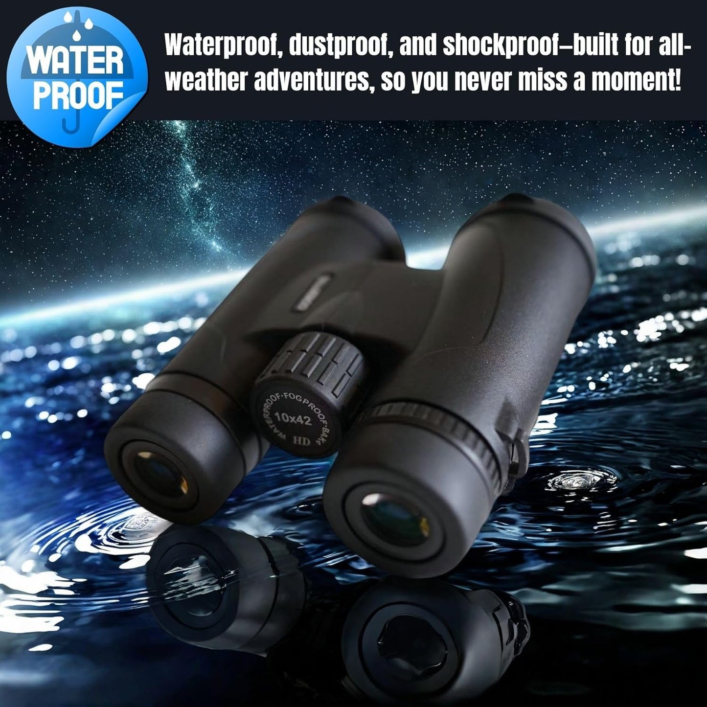 10x42 HD Binoculars for Adults High-Powered – Waterproof Binoculars with Clear Wide View, Lightweight for Bird Watching, Hunting, Hiking & Sports, with Carrying Bag