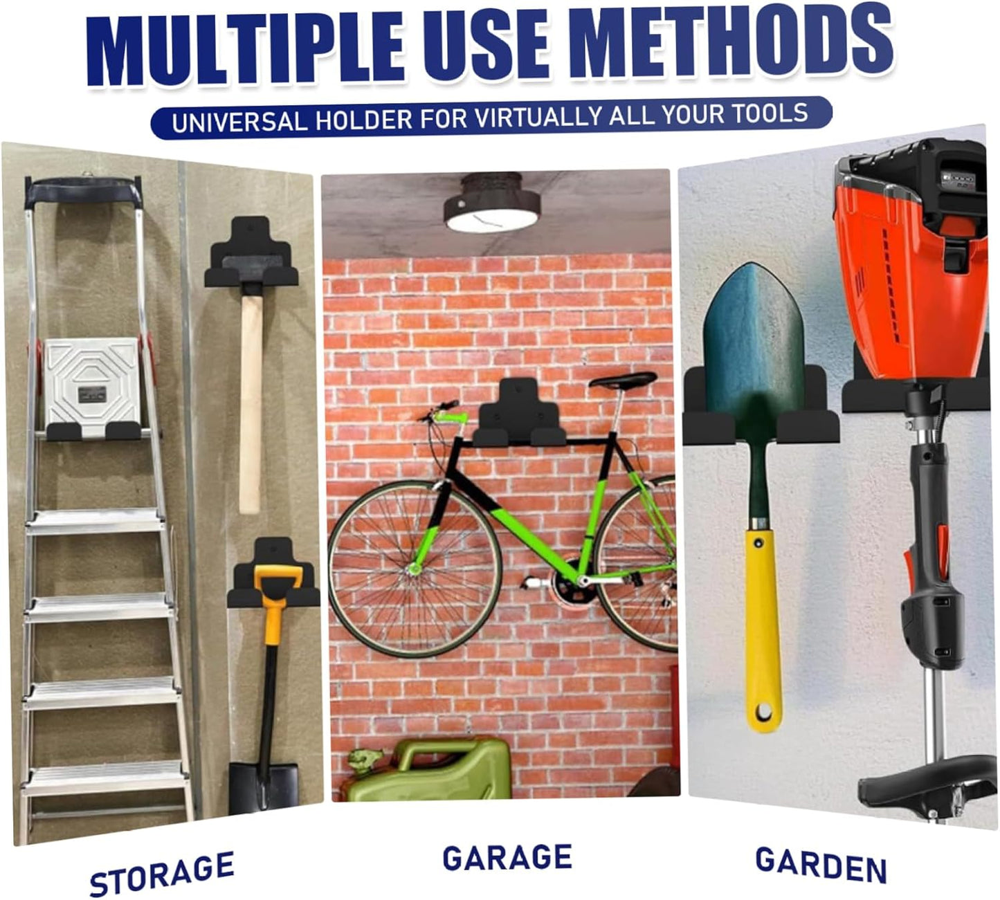 Heavy Duty Weedeater Trimmer Rack with 3 Screws and 3 Expansion Tubes 