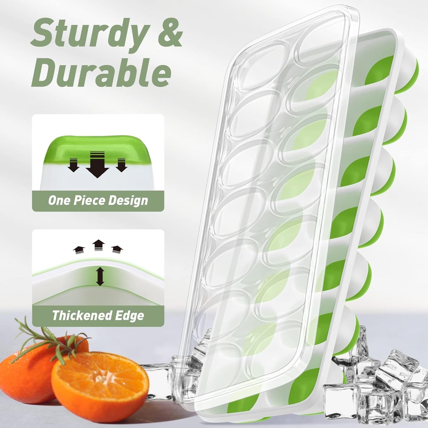 Ice Cube Tray with Lid, 4 Packs 56 Cubes Durable Stackable Ice Cube Tr