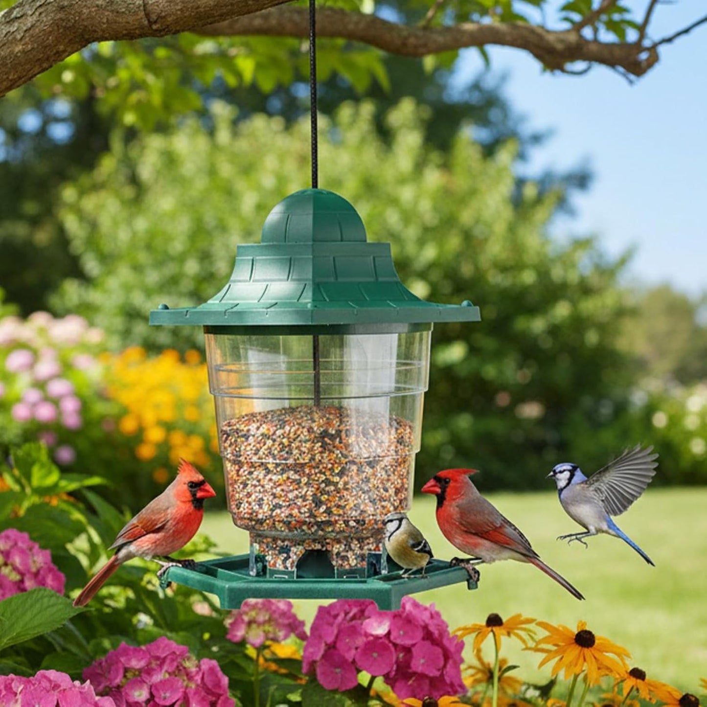 Bird Feeders for Outdoors,Weather Proof Hummingbird Feeding Station,Wild Bird Feeder for Outdoors | for Backyard Garden Patio Deck Balcony Railing Winter Birdwatching View