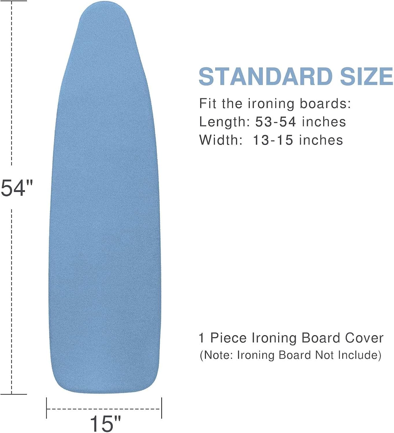 Ironing Board Cover and Pad, Standard Size 15x54, Thick Padding, Elastic Edge, Silicone Coated, Resist Scorching, Adjustable Fastener, Heavy Duty Padded Iron Board Covers (Blue)