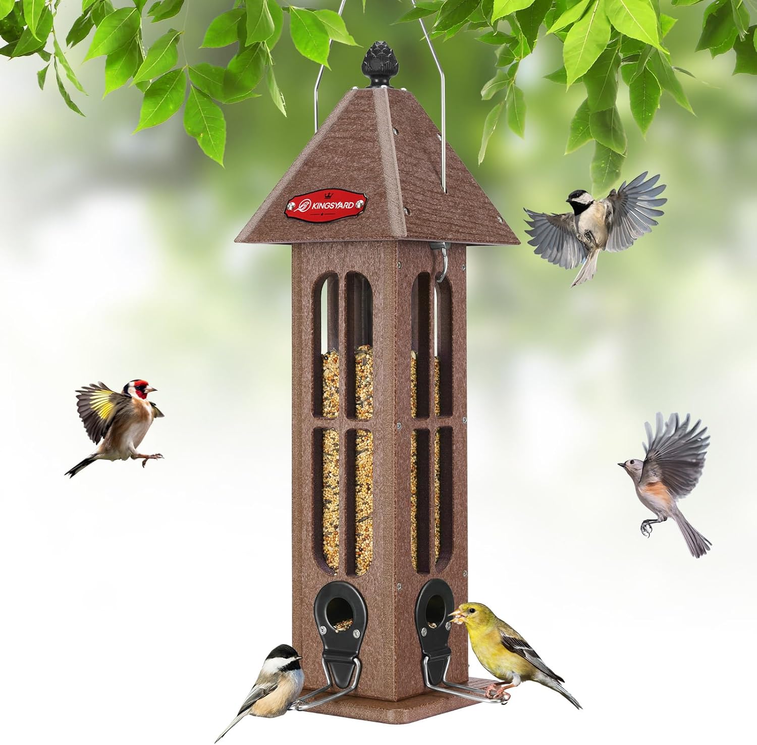 Kingsyard Rainproof Bird Feeder for Outdoor Hanging - Recycled Plastic