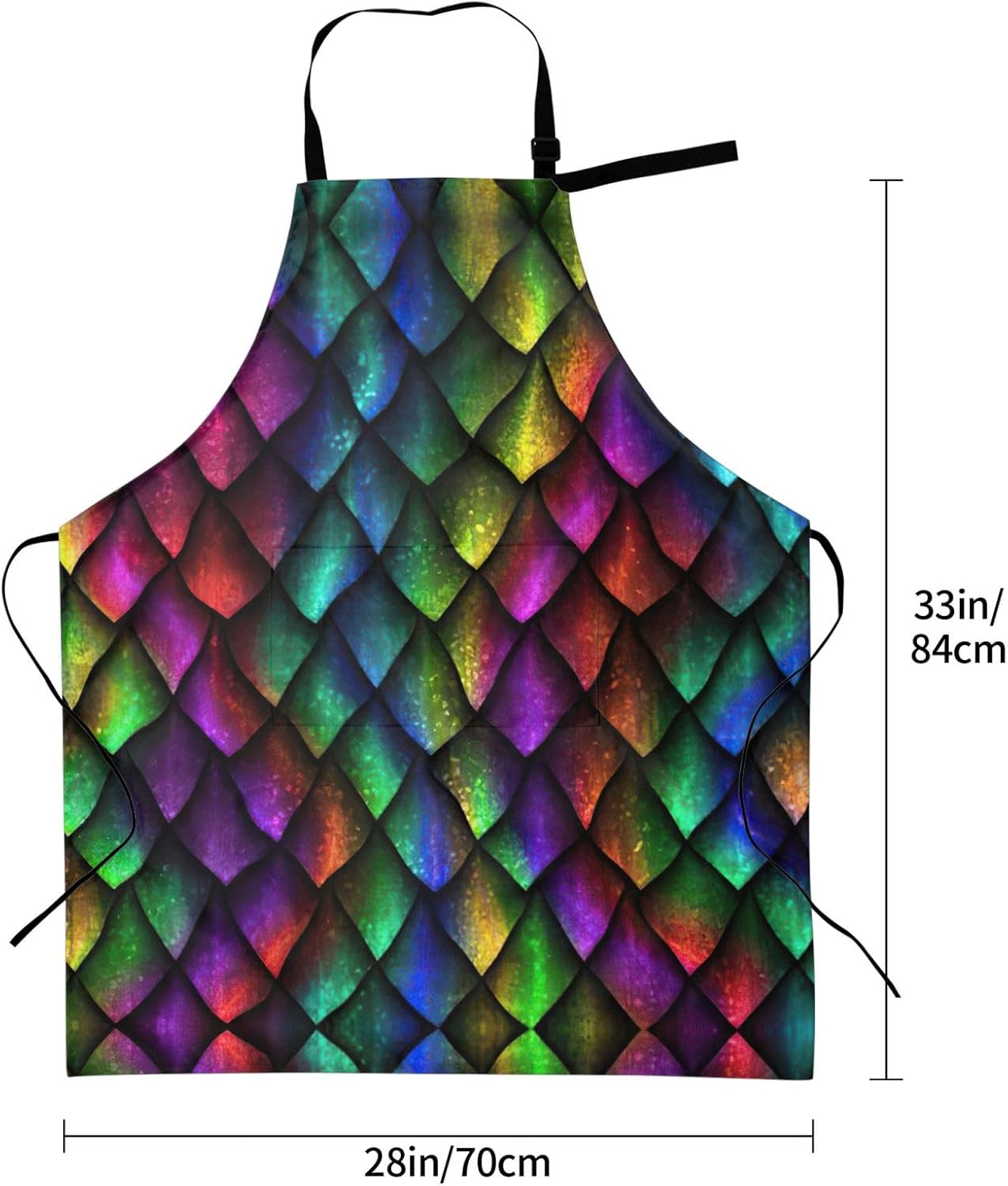 Dragon Scale print Waterproof apron with pocket adjustable cooking apr