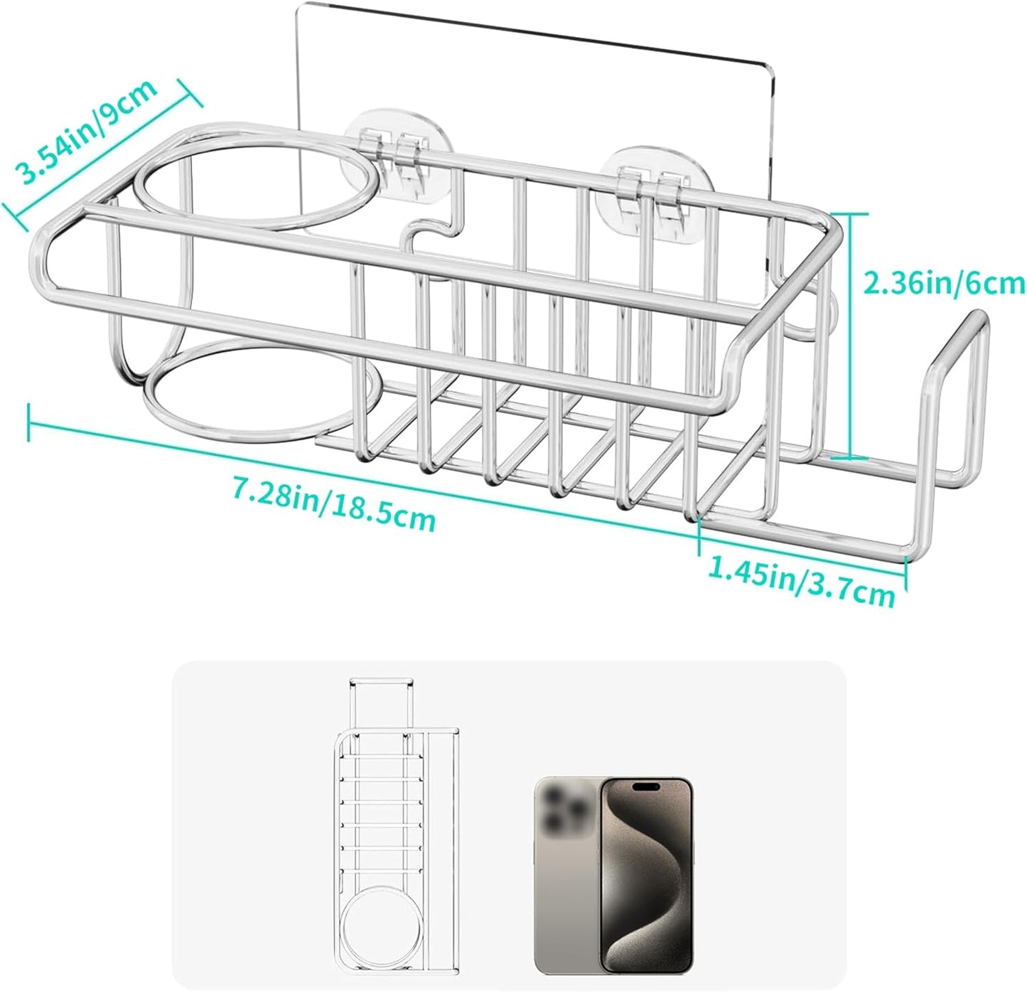 HapiRm 4 in 1 Sink Caddy Sponge Holder, SUS304 Stainless Steel Kitchen