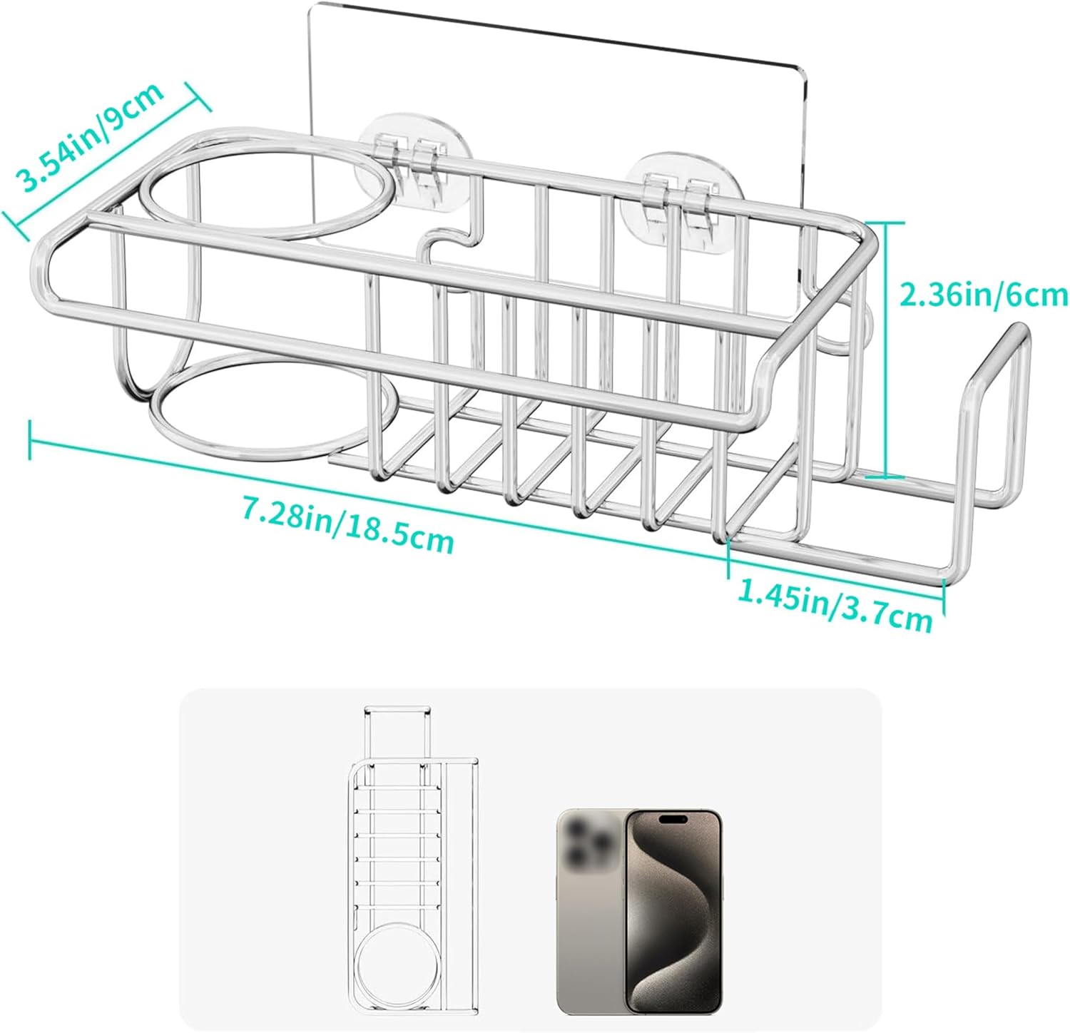 HapiRm 4 in 1 Sink Caddy Sponge Holder, SUS304 Stainless Steel Kitchen