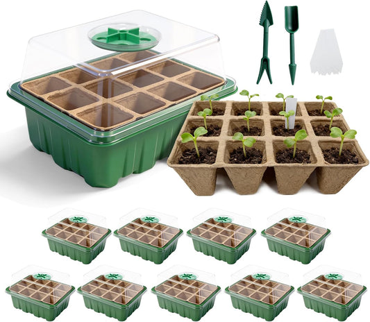 Seed Starter Tray Kit 10 Pack, Seed Starting Trays with Humidity Dome 