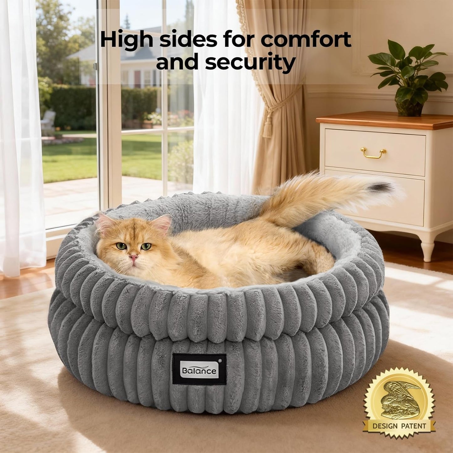 BALANCE Cat Bed Kitten Bed, Washable Round Cat Beds for Indoor Cats, S