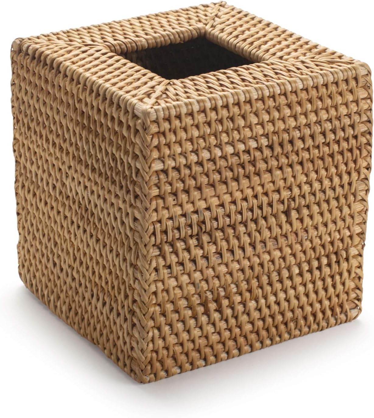 라탄 티슈 박스 커버 스퀘어, 손으로 짠 고리버들 티슈 홀더, 5.5 x 14.5 x 14.5cm(5.5 x 5.5 x