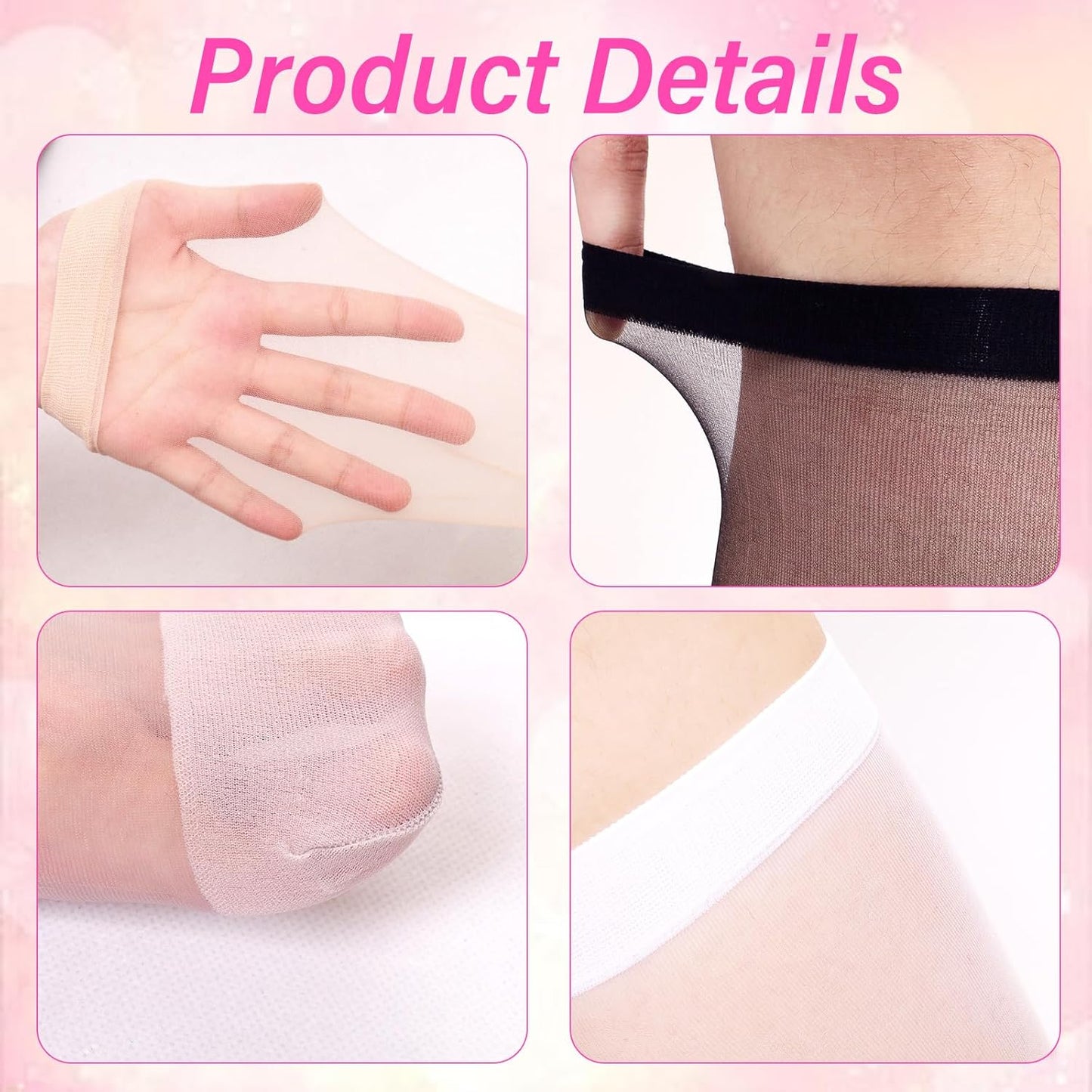 20 Pairs Knee High Stockings Pantyhose with Reinforced Nylon Toe Sheer